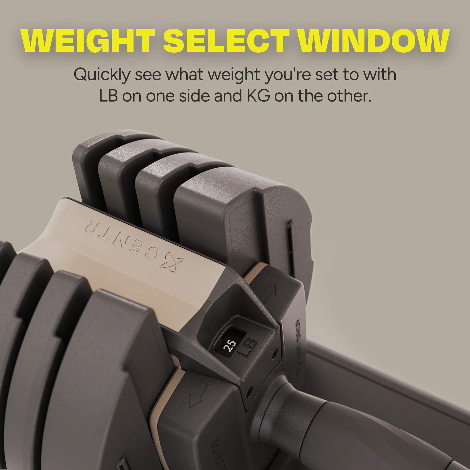 Centr Smart Stack 50 Adjustable Dumbbell, 5-50 lbs - Womvr