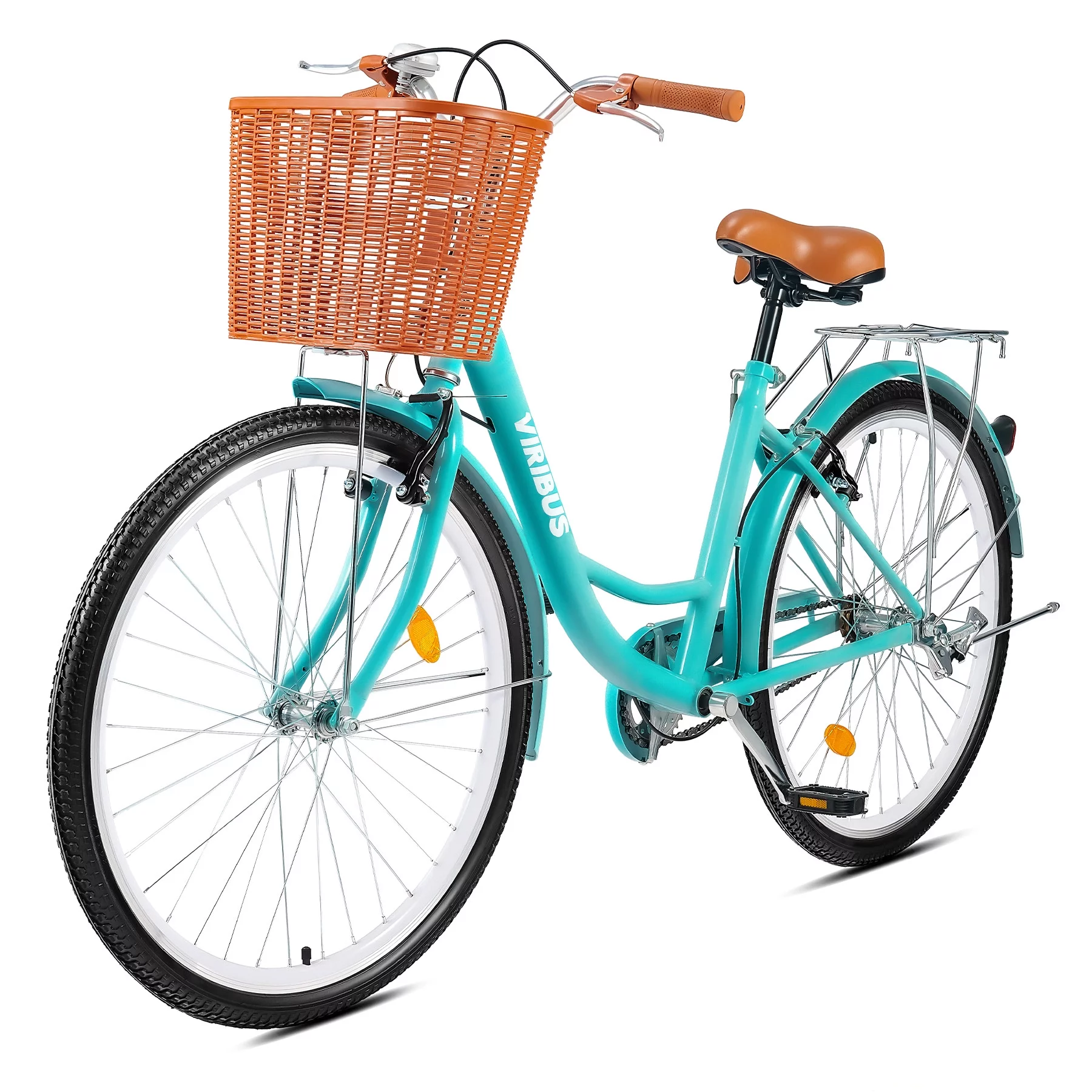 Viribus Women's Comfort Bike 26 Inch Beach & City Cruiser Bicycle with Basket Rack Teal - Womvr