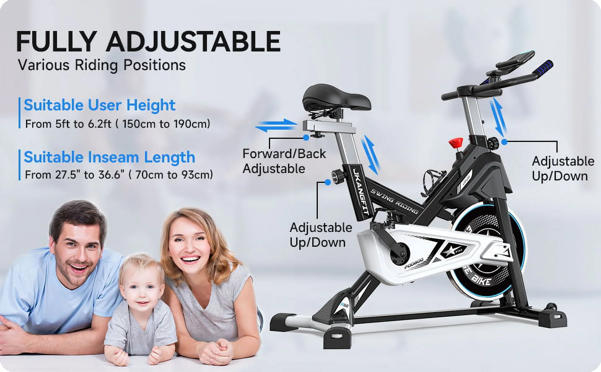 Pooboo Bluetooth Magnetic Exercise Bike Indoor Cycling Bike Stationary Bikes 40lbs Flywheel 350lbs - Womvr