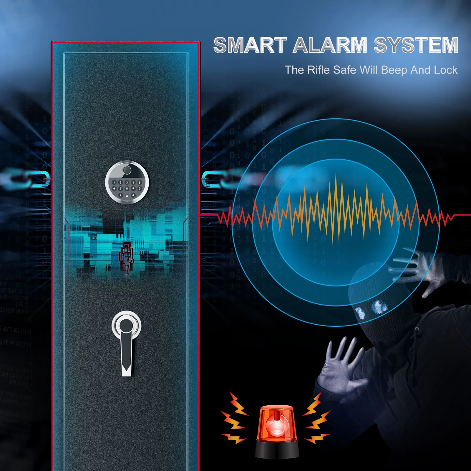SRWTRCHRY Fingerprint 5-Gun Safe, 2s Quick Access Gun Cabinet with 2 Open Ways, Electronic Storage Cabinet for Rifles, Heavy-Duty Security Cabinet with Removable Shelf, 56''H - Womvr