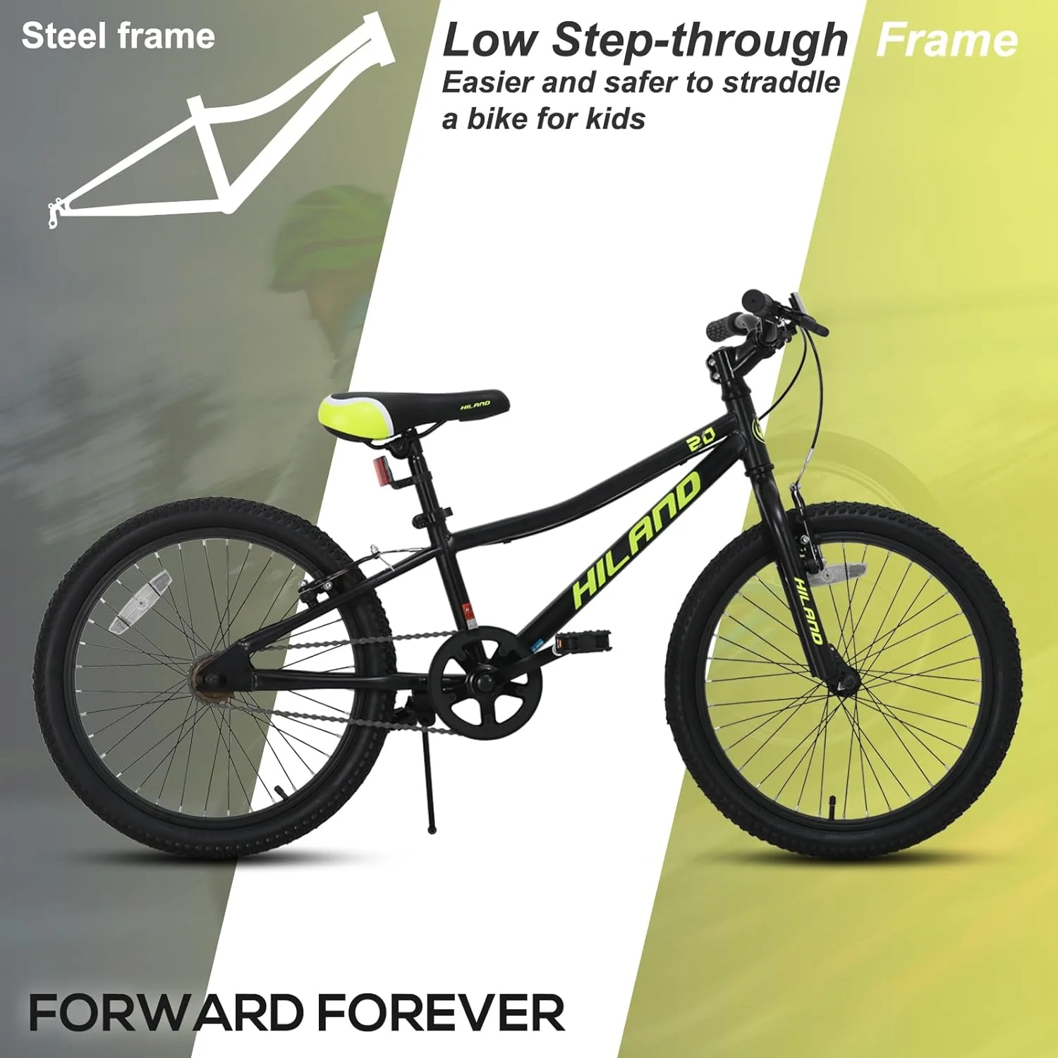 Hiland 20 inch Kids Mountain Bike for Girls Boys with Dual Handbrakes Kickstand, Pink - Womvr