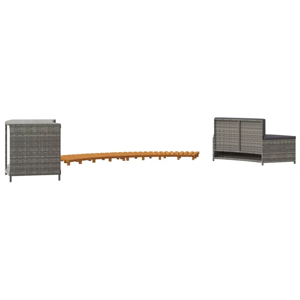 Irfora Spa Surround Gray Poly Rattan and Solid Wood Acacia - Womvr
