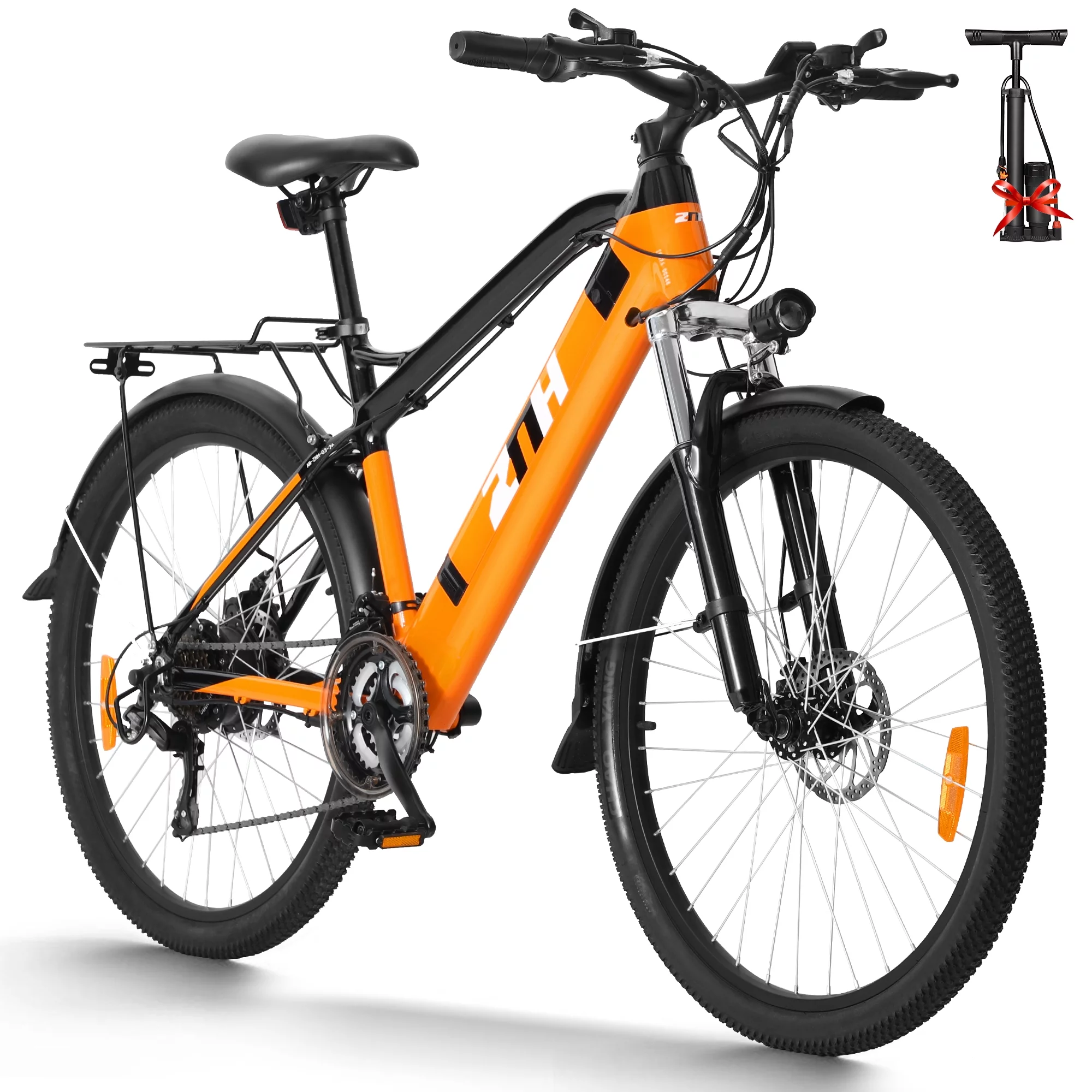 Z3 Pro Model 26'' Electric Mountain Bike Commute Electric Bike for Adults Removable Battery 7 Speeds 350W Pedal Assist Motor Orange - Womvr