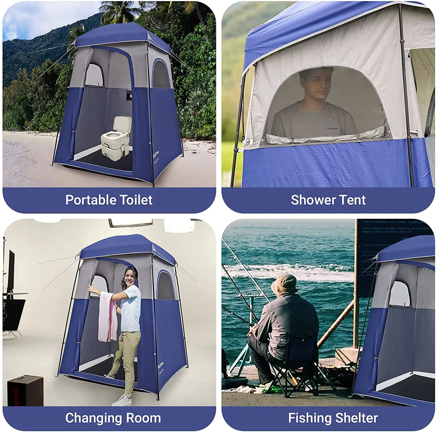 KingCamp Oversized Shower Tent Extra Wide 1 Room with Floor Waterproof Camping Privacy Shelter Easy Set Up Tent for Dressing Changing Toilets Tent, Coffee - Womvr