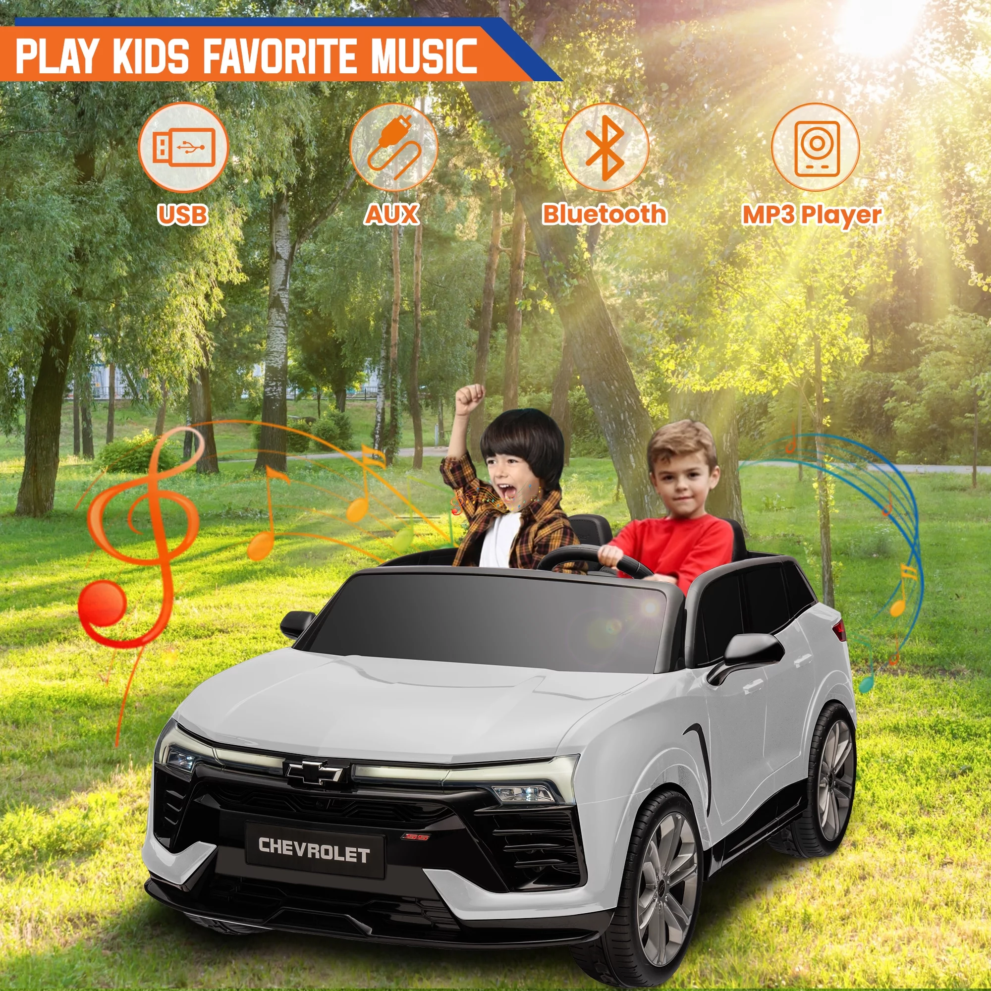 24V Kids Ride on Car, Licensed Chevrolet Blazer EV SS 2 Seater Ride on Toy Truck with Remote, Electric Cars for Kids Boys Girls, LED Lights,MP3 Music, Bluetooth Black - Womvr