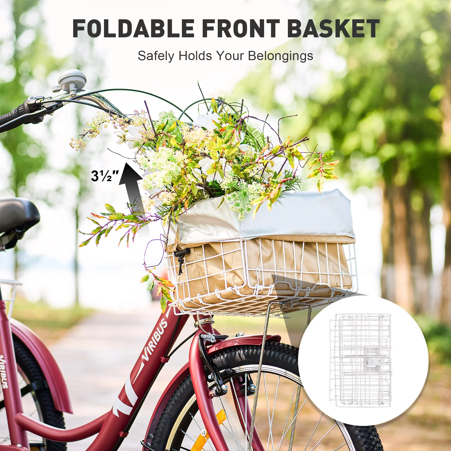 VIRIBUS 24 Inch Adult Trike 7 Speed Bike w Adjustable Seat 2 Baskets Matte Gray - Womvr