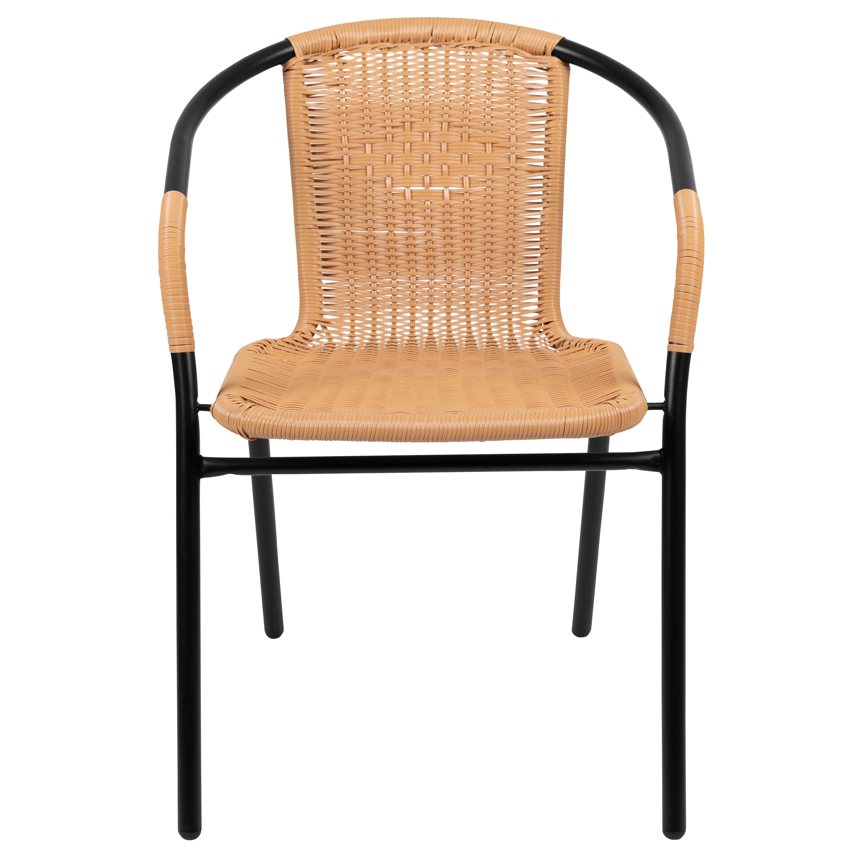 Emma + Oliver 2 Pack Gray Rattan Indoor-Outdoor Restaurant Stack Chair with Curved Back - Womvr