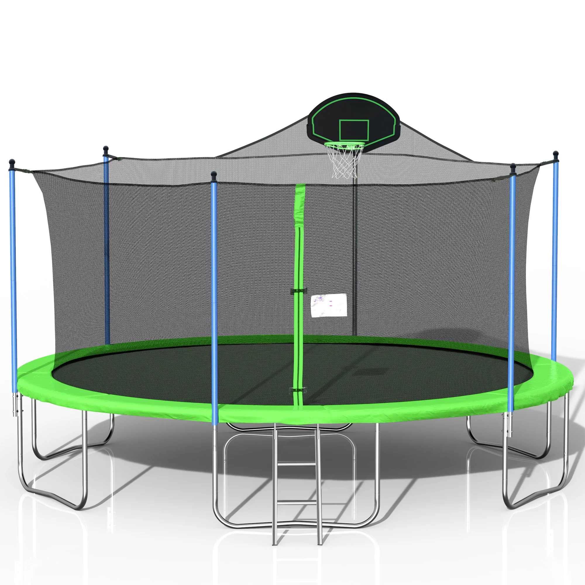 Highsound 14FT Trampoline for Kids with Basketball Hoop, Sports Fitness Trampolines with Safety Enclosure Net & Ladder, Recreational Bounce Trampolines for Outdoor Indoor, Blue - Womvr