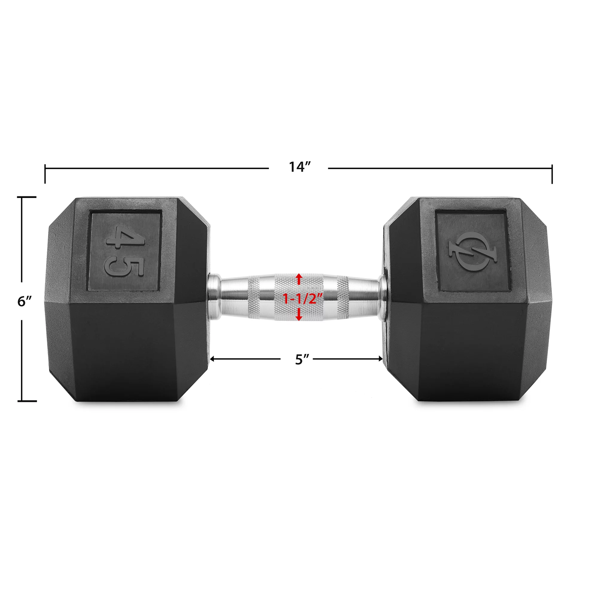 Philosophy Gym Rubber Coated Hex Dumbbell Hand Weights, 45 lb Pair - Womvr