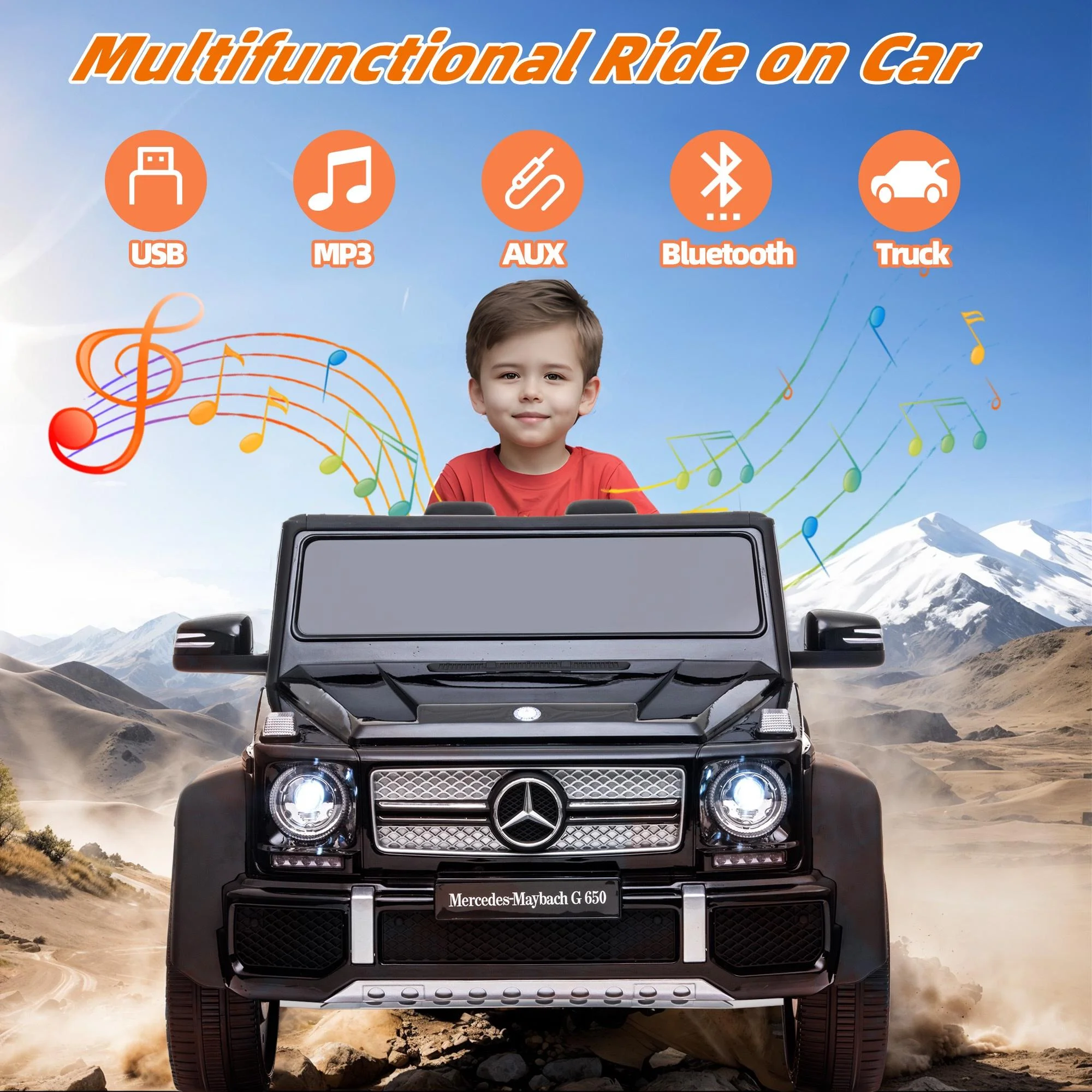 24V Ride on Car with Remote Control for Kids Mercedes Benz Ride on Car Toy for Boys and Girls 3-6 Years Old, Electric Vehicle, Bluetooth, LED Light, White - Womvr