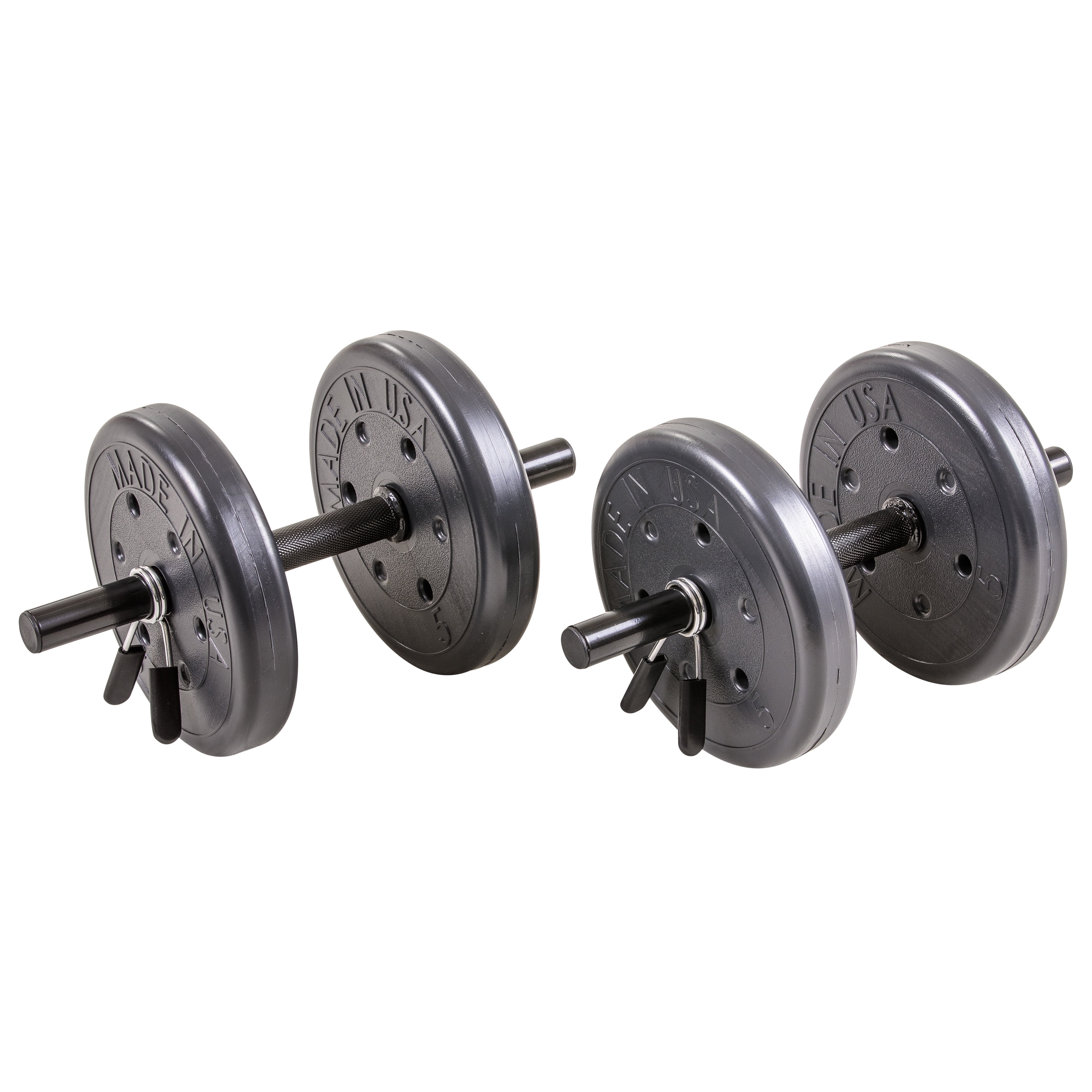 105 lb Barbell and Dumbell  Weight Set Featuring Two 20 lb., Four 10 lb. and Four 5 lb. Weights, Two Dumbbell Bars & Full 6-foot Length Bar - Womvr