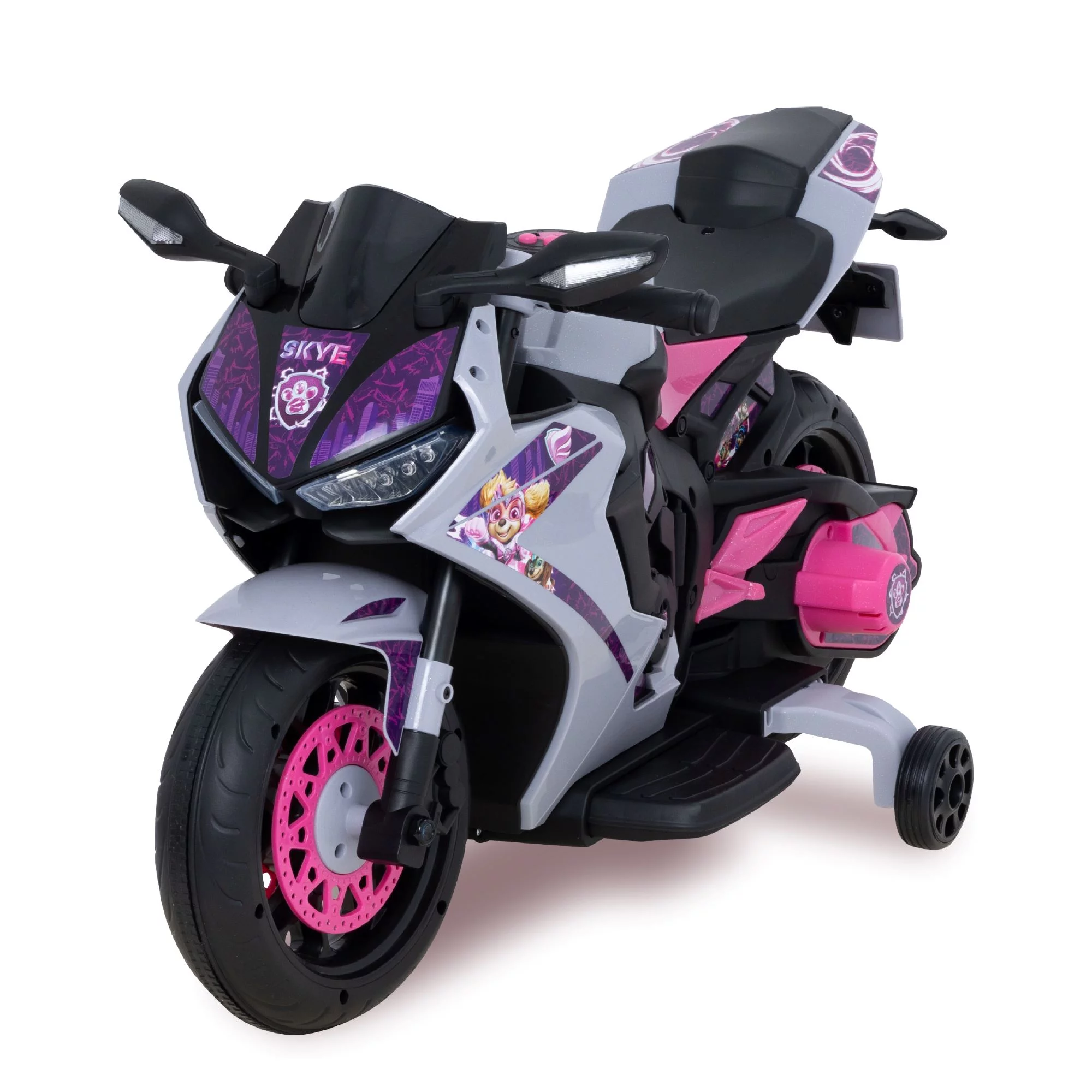 Paw Patrol SKYE, 6 Volts Motorcycle Ride on, For Kids, Ages 3+ Years, up to 65lbs - Womvr