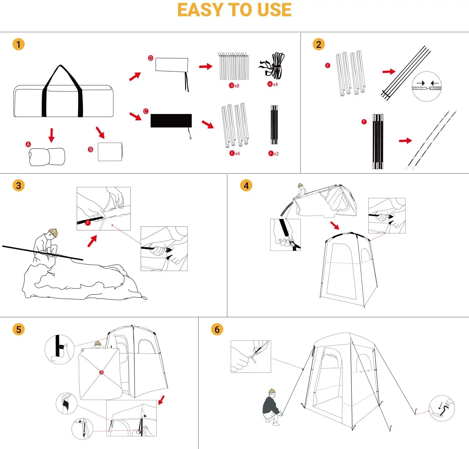 KingCamp Oversized Shower Tent Extra Wide 1 Room with Floor Waterproof Camping Privacy Shelter Easy Set Up Tent for Dressing Changing Toilets Tent, Coffee - Womvr