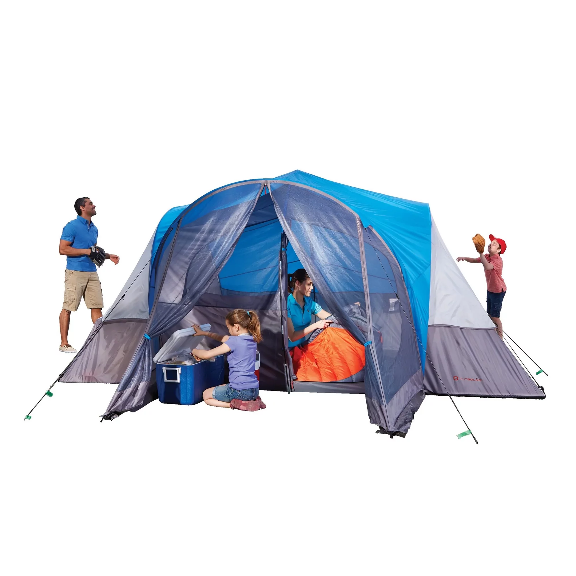 Outbound 8 Person 3 Season Easy Up Dome Tent with Room Divider & Rainfly - Womvr