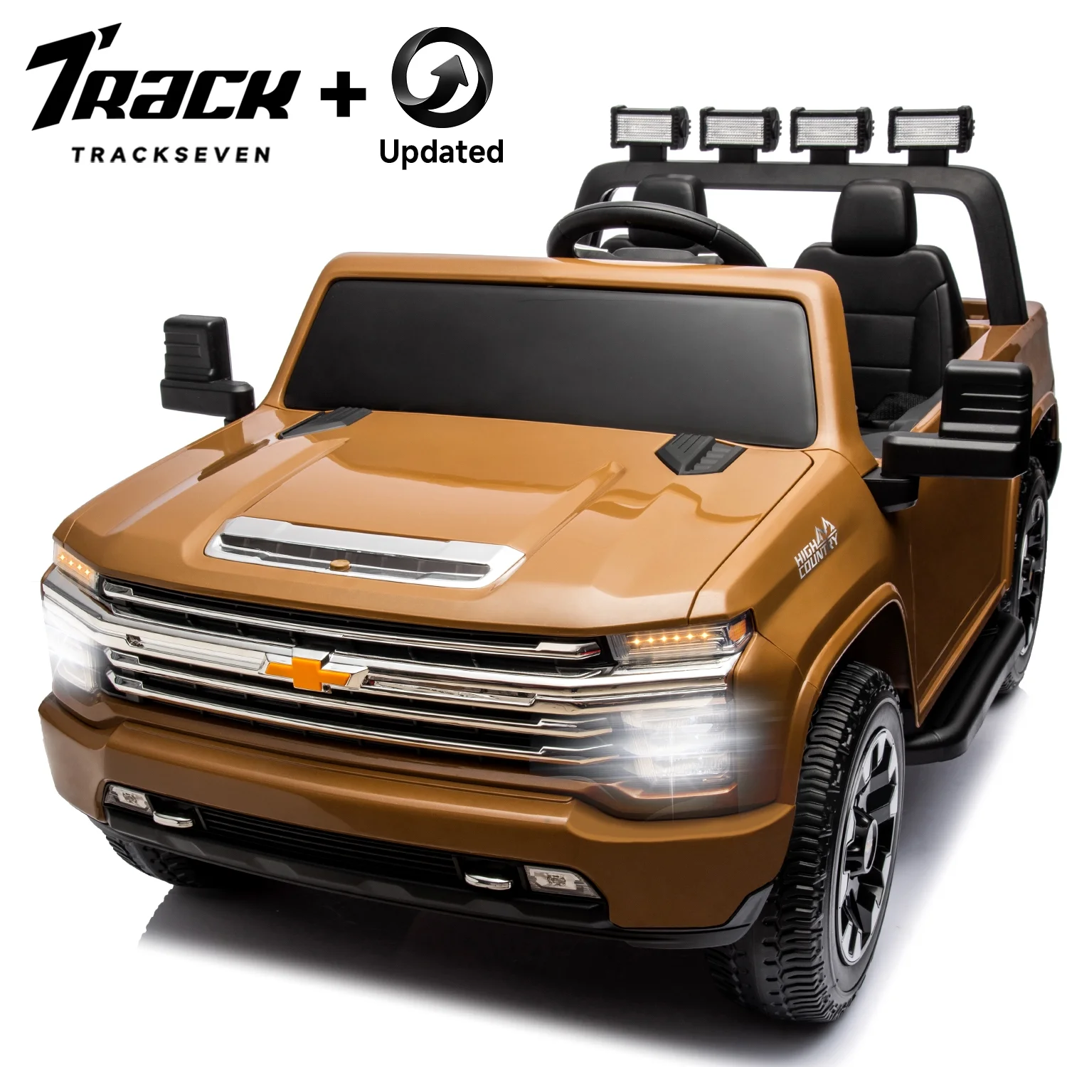 Track 7 24V Ride on Car, Licensed Silverado HD 2 Seater Electric Car for Boys Girls Age 3+, 24V Ride on Truck w/Remote Control, Music, ABC, Pink - Womvr