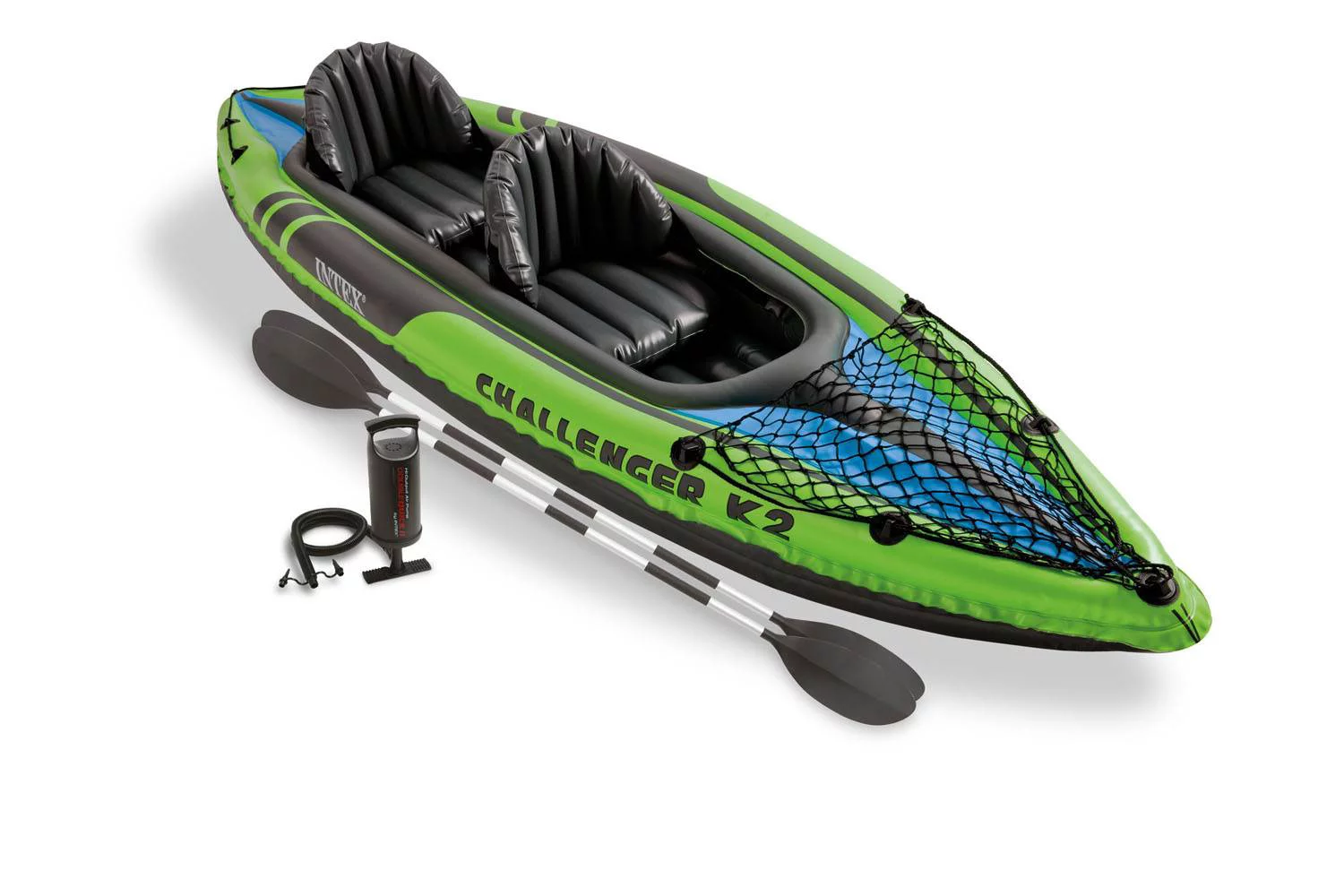 Intex Challenger K2 2-Person Inflatable Sporty Kayak + Oars And Pump (2 Pack) - Womvr