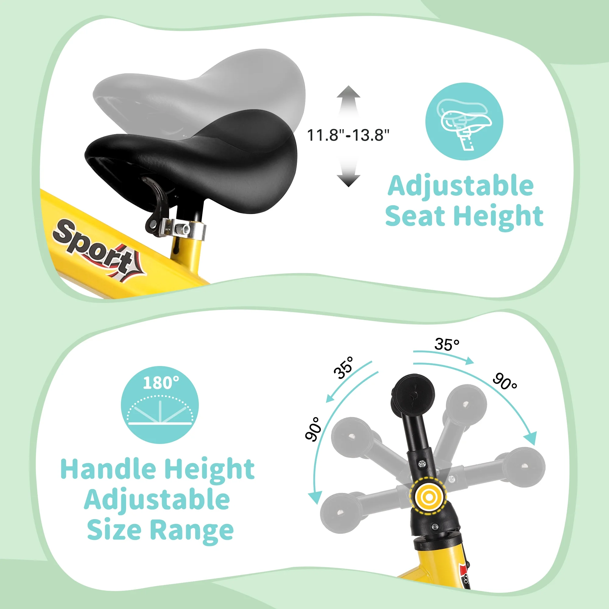 RELOIVE 6 in 1 Kids Tricycle for 1-5 Years Old,Toddler Bike Kids Trike for Balance Training,Baby Bike for Boy Girl with Adjustable Seat Height and Removable Pedal,Yelllow - Womvr