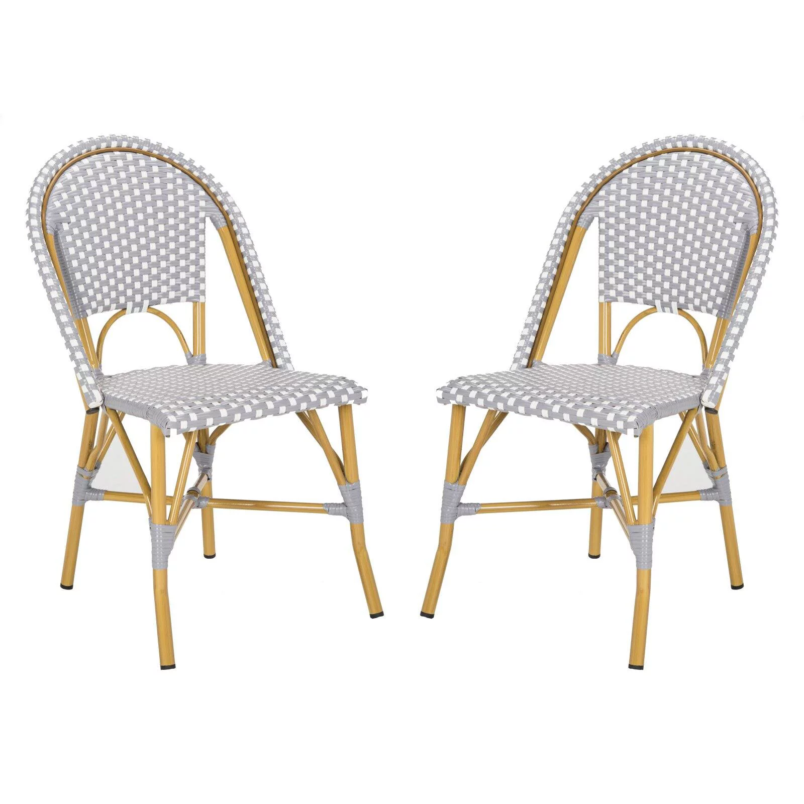 SAFAVIEH Salcha Outdoor French Bistro Side Chair, Blue/White, Set of 2 - Womvr