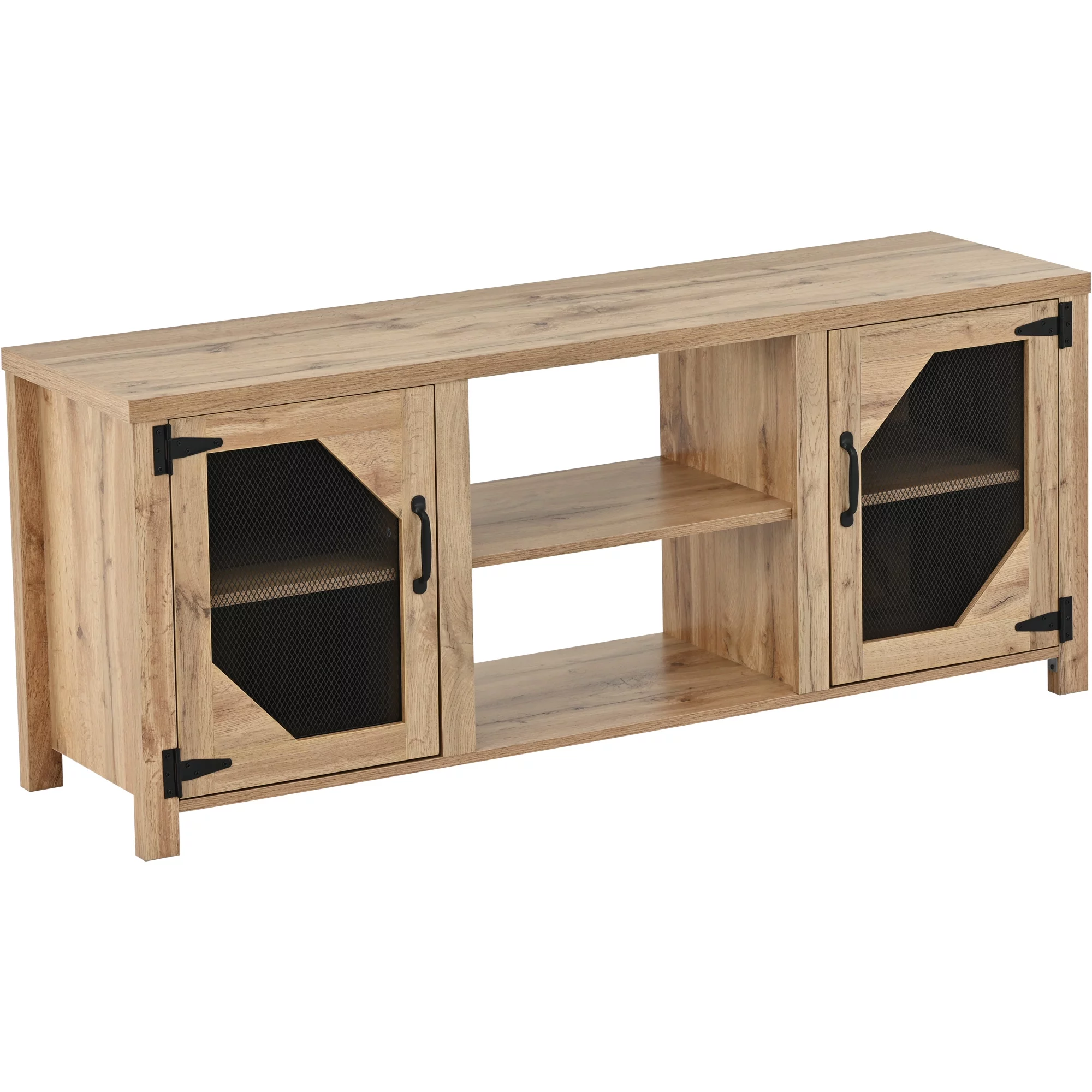SYNGAR TV Stand for 65 inch TV, Modern TV Console Table Stand with 2 Door Cabinet, Living Room TV Table Stand Buffet Cabinet with Adjustable Storage Shelves, 60