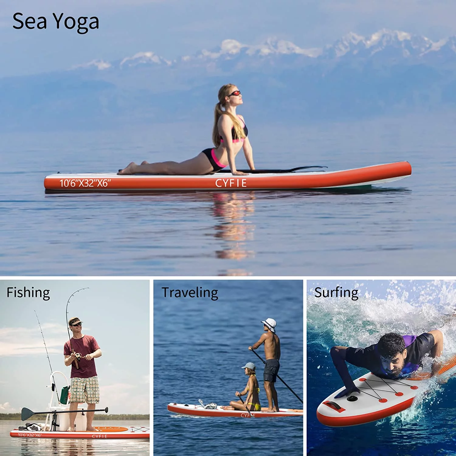 Paddle Board for Adult, Inflatable Surfboard Fishing Standup Cyfie Paddle Board 10.6 ft - Womvr