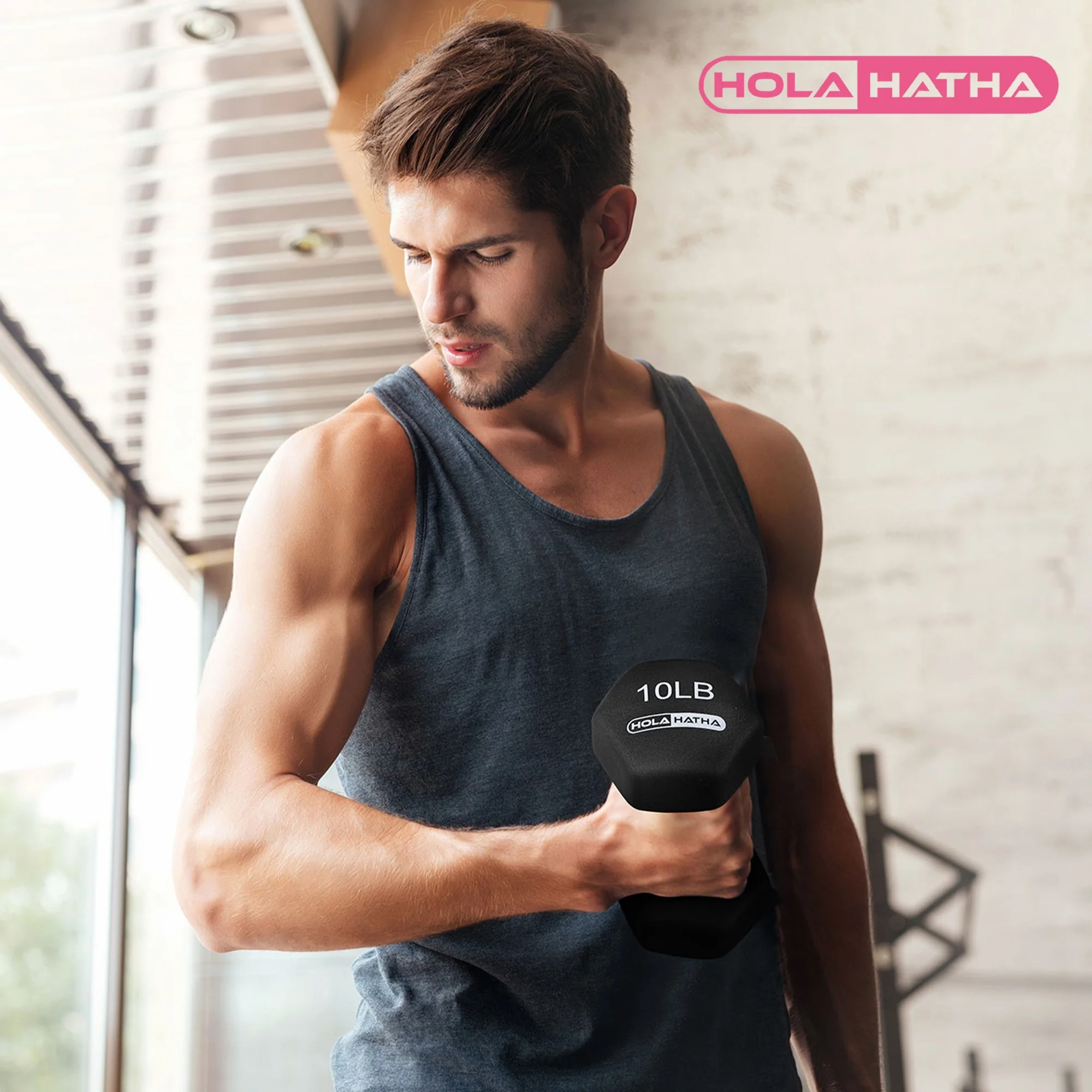 HolaHatha 3, 5, 8, 10, and 12 Pound Neoprene Dumbbell Weight Set, Black - Womvr