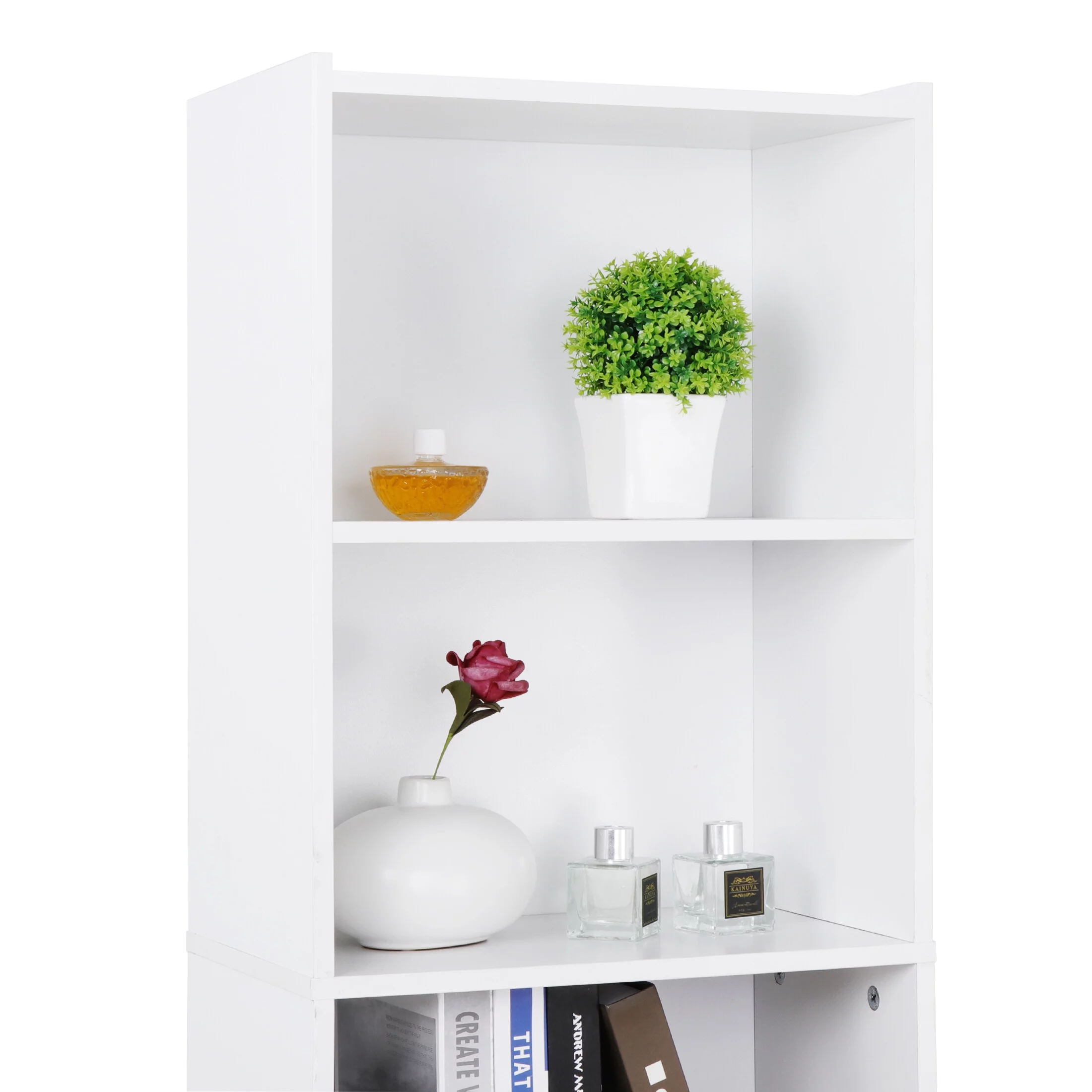 HomGarden 5-Tier Open Shelf Bookcase, Narrow Freestanding Bookshelf Storage with Adjustable Shelves for Living Room, Home, Office, White - Womvr
