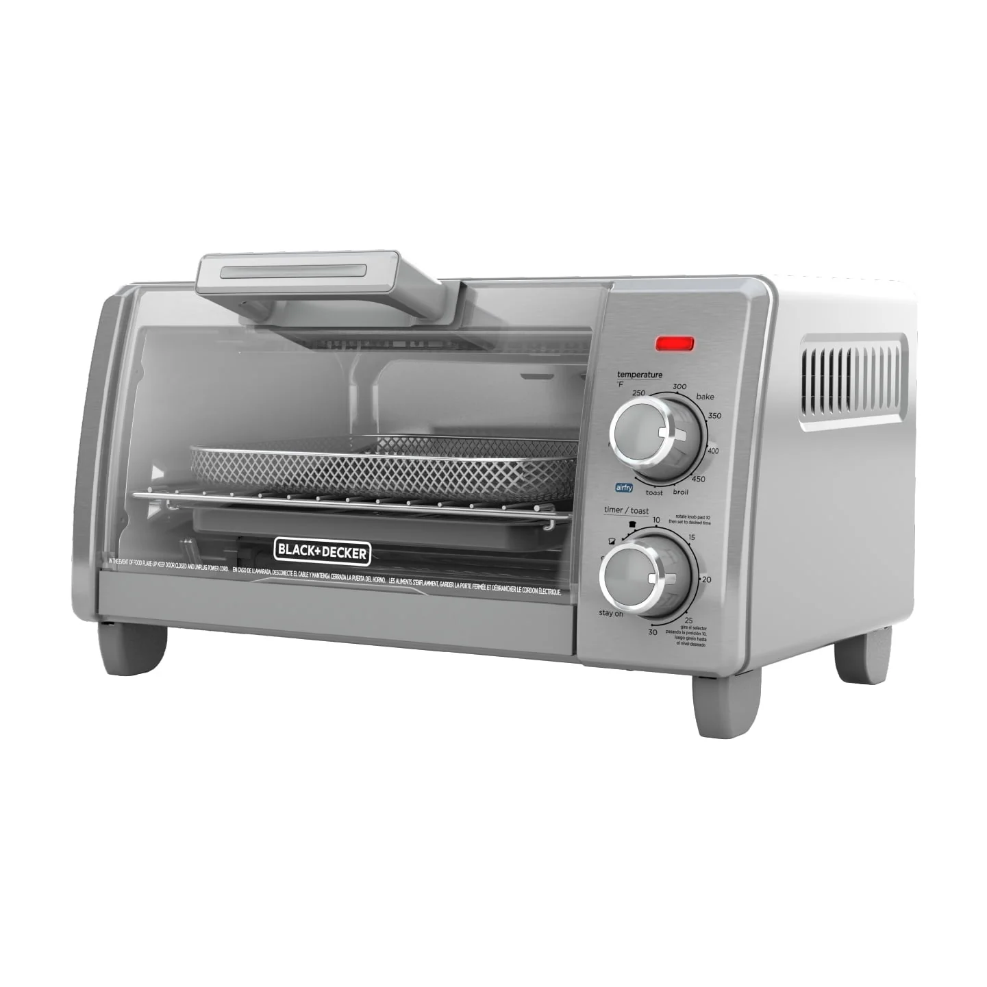 BLACK+DECKER Crisp 'N Bake Air Fry 4-Slice Toaster Oven, Silver & Black, TO1787SS - Womvr