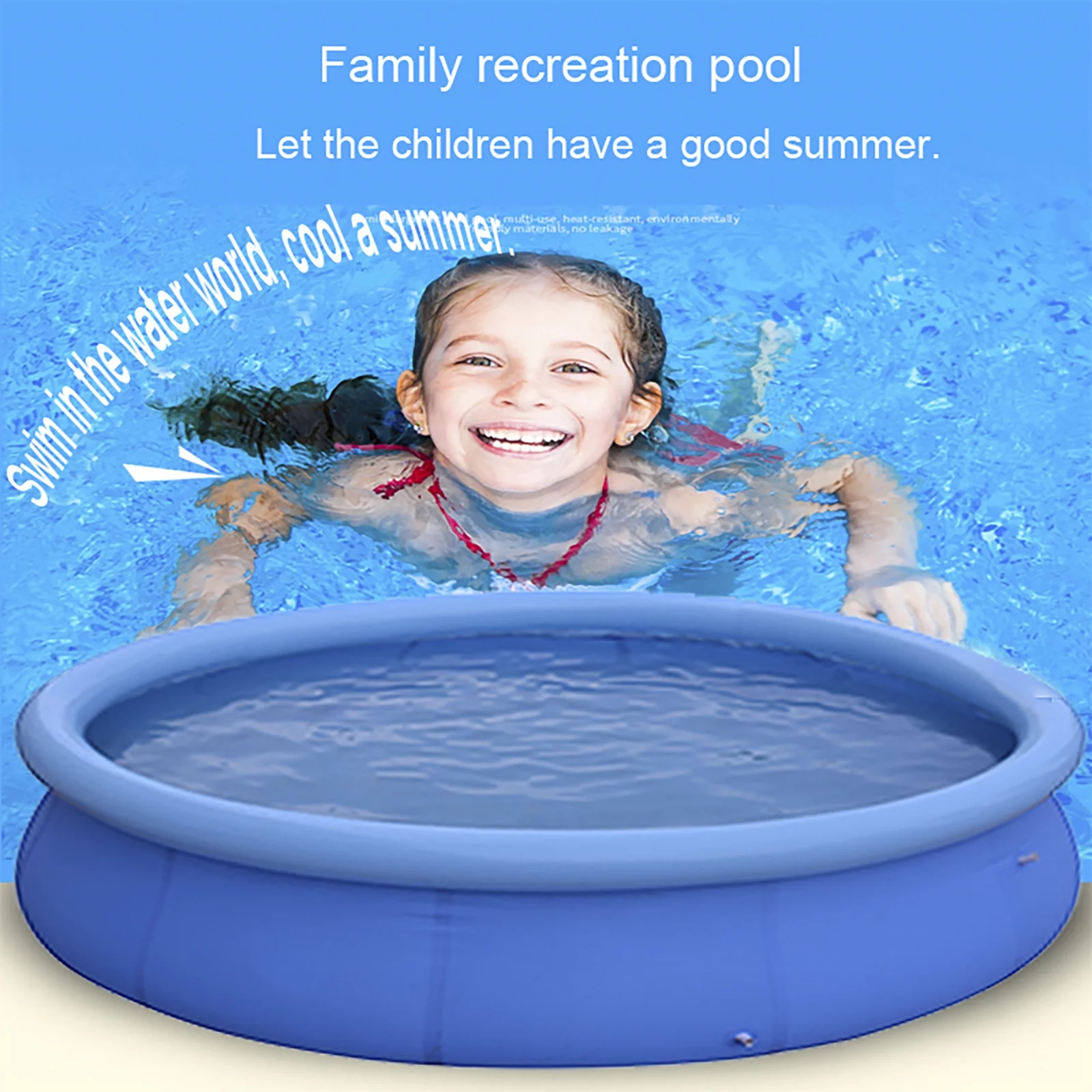 Honeydrill Above Ground Swimming Pools, Inflatable Top Ring Round Pool, Blue (10 ft x 30 in) - Womvr