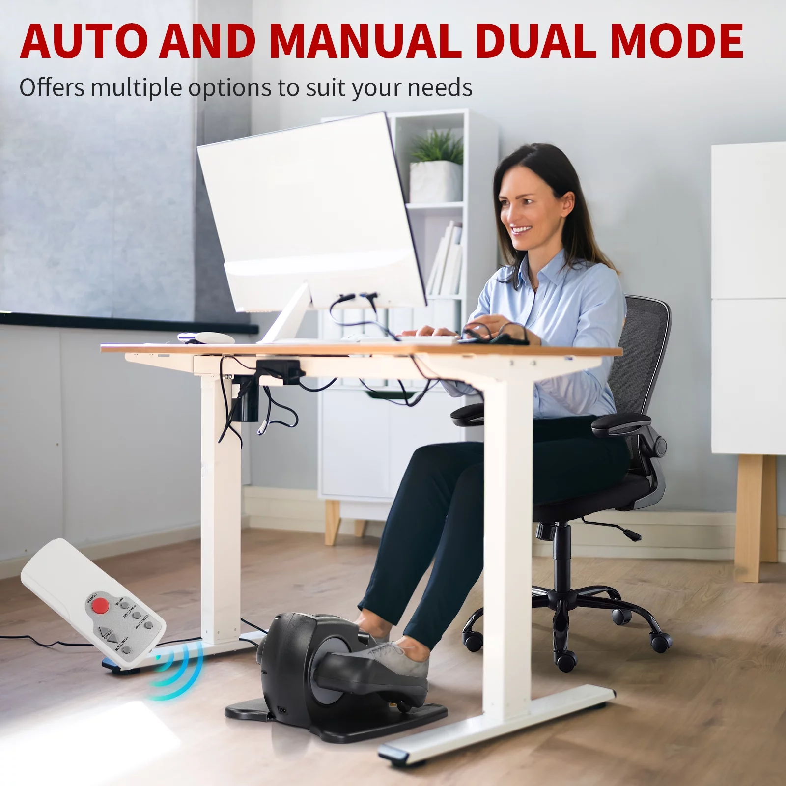 Zimtown Under Desk Electric Elliptical Bike, Pedal Exerciser, Mini Electric Elliptical Machine, Black/Red - Womvr