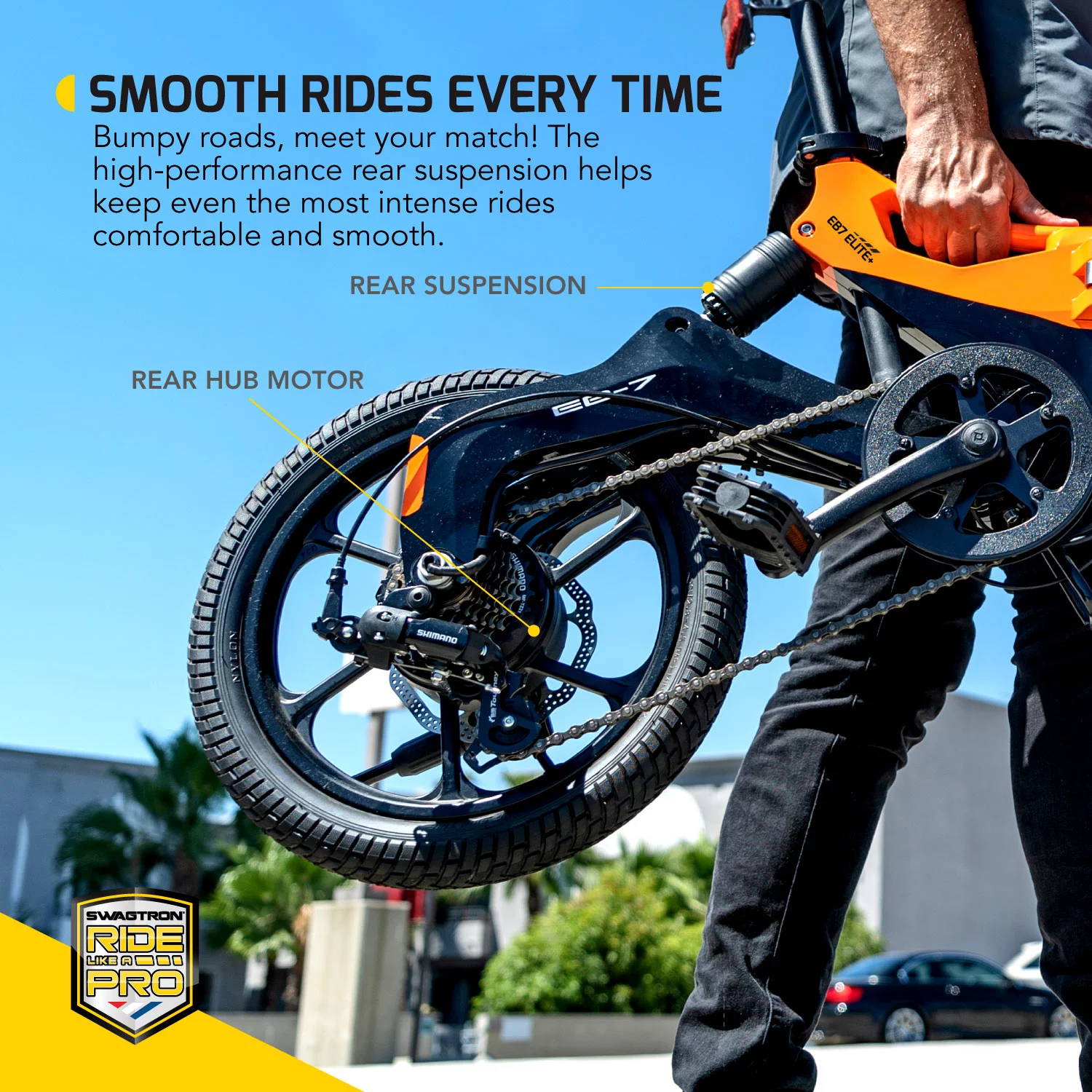 Swagtron EB7 Plus Folding Electric Bike Removable Battery Adult Ebike Pedal-Assist - Womvr