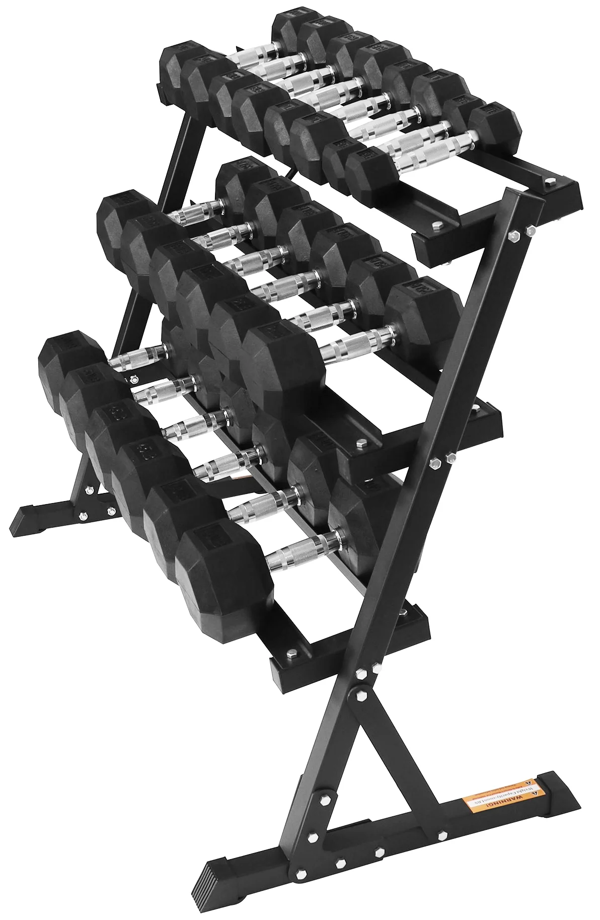 BalanceFrom 100LB Rubber Coated Hex Dumbbell Weight Set with A-Frame Rack, 5-20 lbs Pairs - Womvr