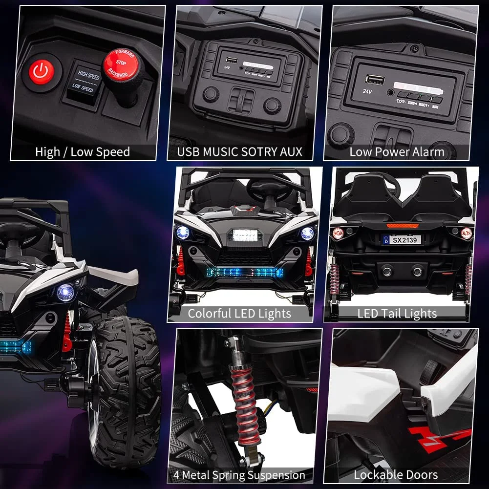 EastVita 24V Ride on Car with ,Extra Large 2 Seat 20.5