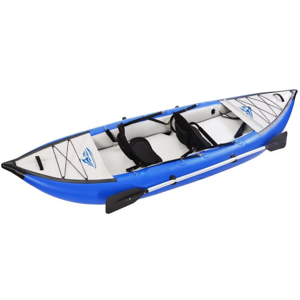 MKING Inflatable Kayak Set with Paddle & Air Pump, Deluxe Extended Version Tandem 2 Person Kayak,Portable Recreational Touring Kayak Foldable Fishing Touring Kayaks - Womvr