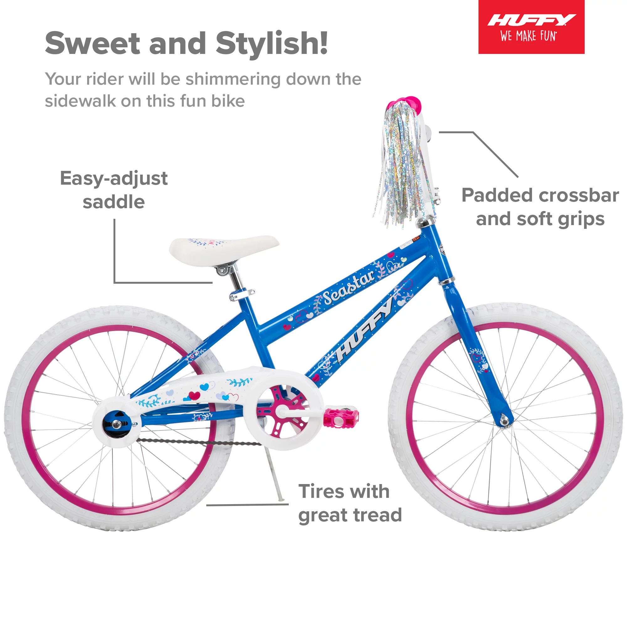 Huffy 20 in. Sea Star Kids Bike for Girls Ages 5 and up, Child, Blue and Pink - Womvr