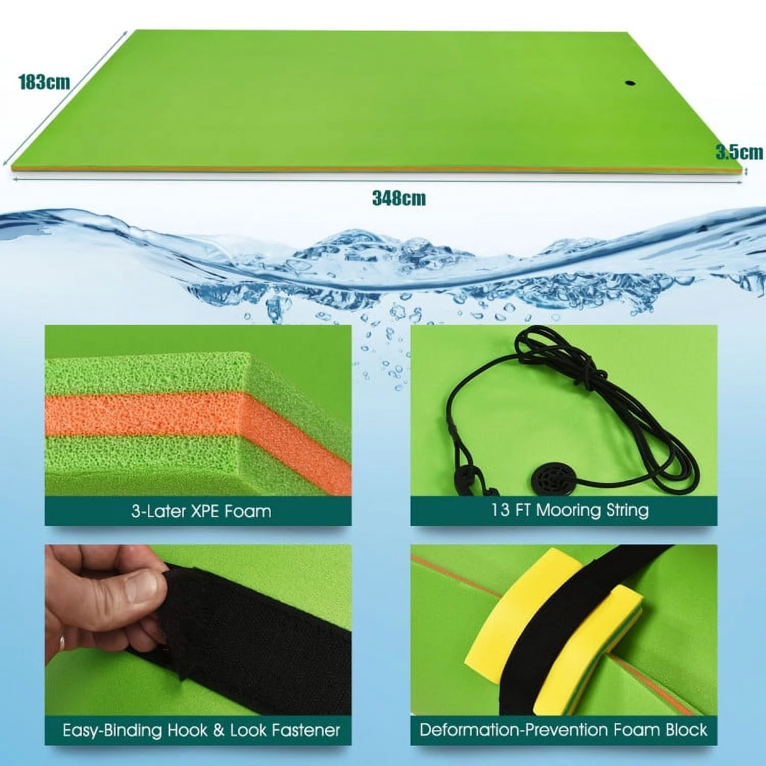 3-Layer Water Floating Mat Foam Pad for Lake, 83
