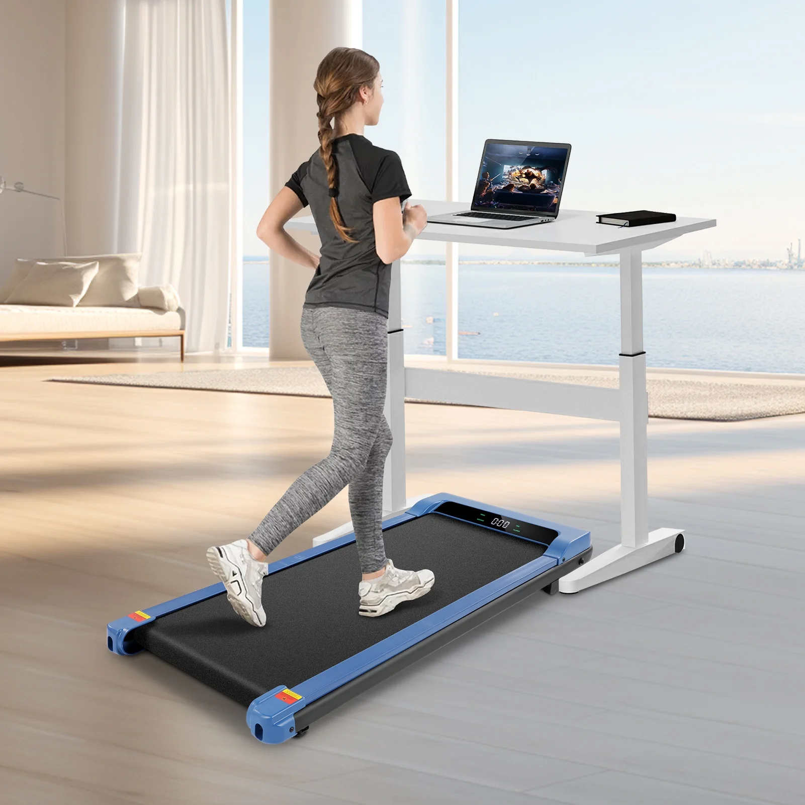 Tikmboex 2.5HP Under Desk Treadmill with LED Display Wireless Remote Control .Quiet & Compact Walking Pad for Home Office - Womvr
