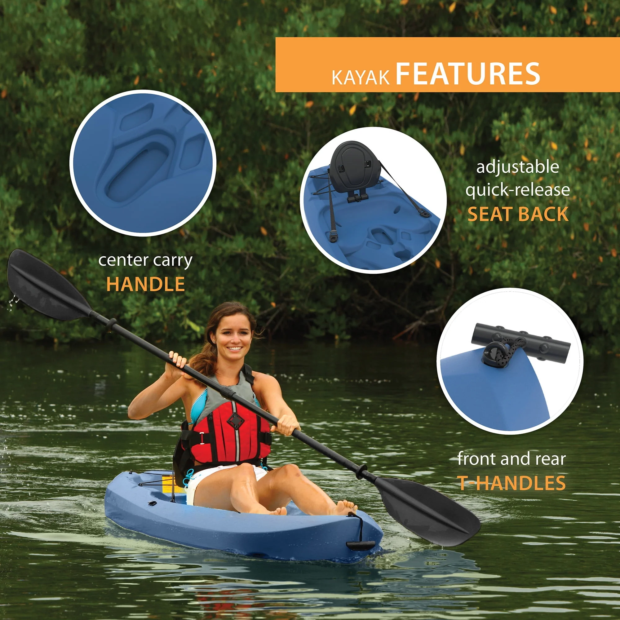Lifetime Daylite 8 ft Sit-on-Top Kayak, Red (90775) - Womvr