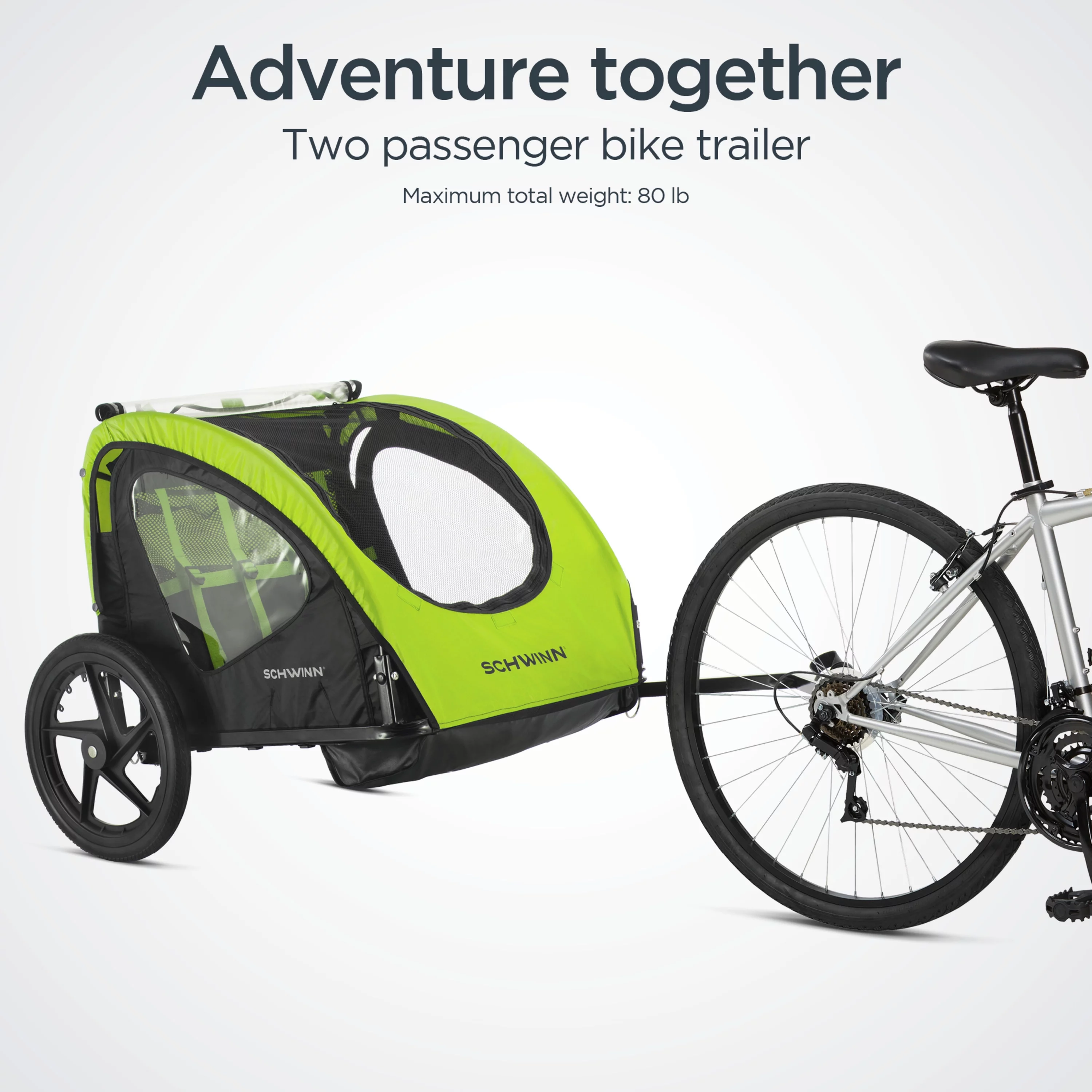 Schwinn Shuttle Foldable Bike Trailer for 2 Passengers, Blue & Black - Womvr