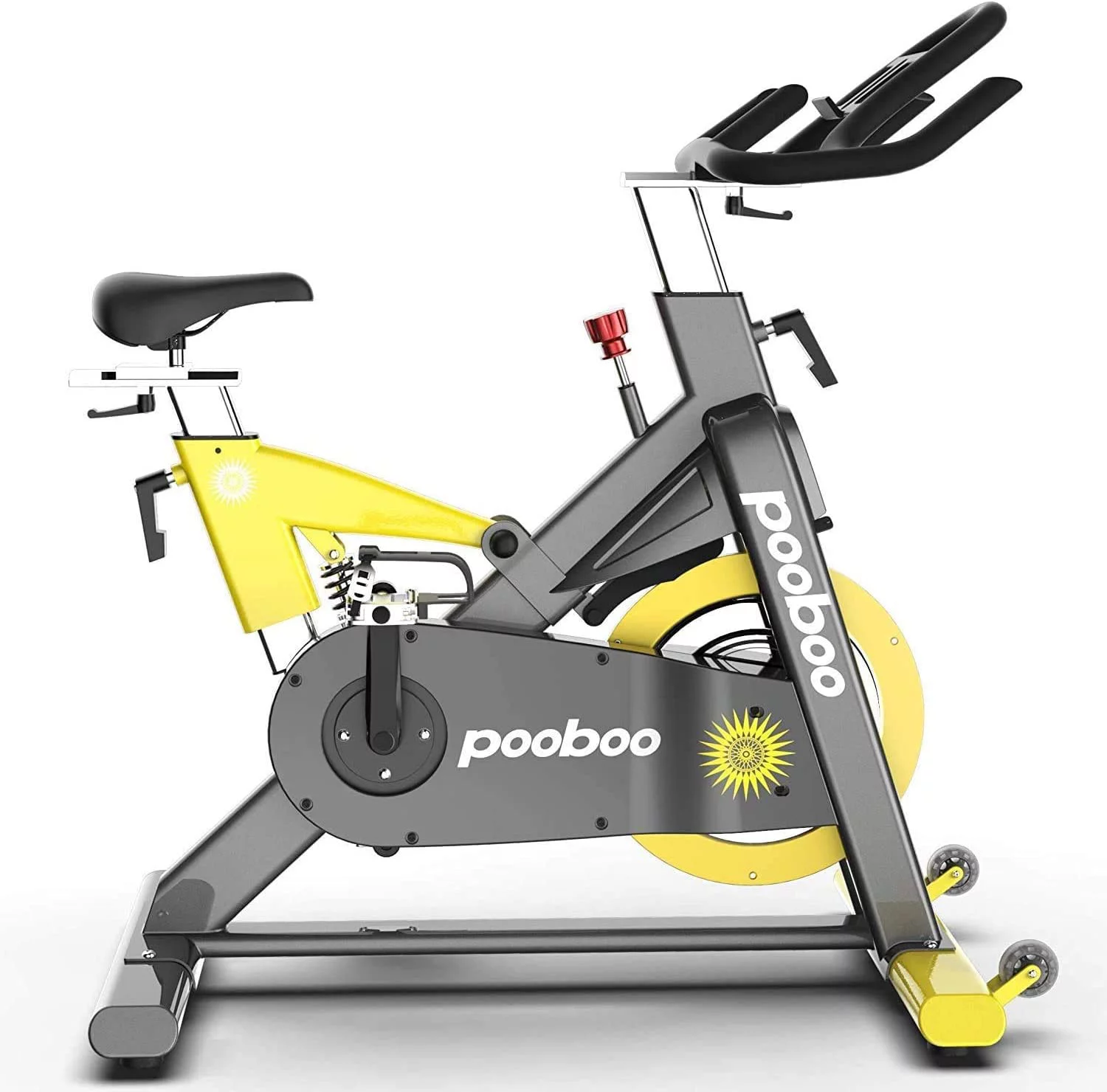 Pooboo Magnetic Exercise Bike Indoor Cycling Bike Stationary 55lbs Flywheel 500lbs - Womvr