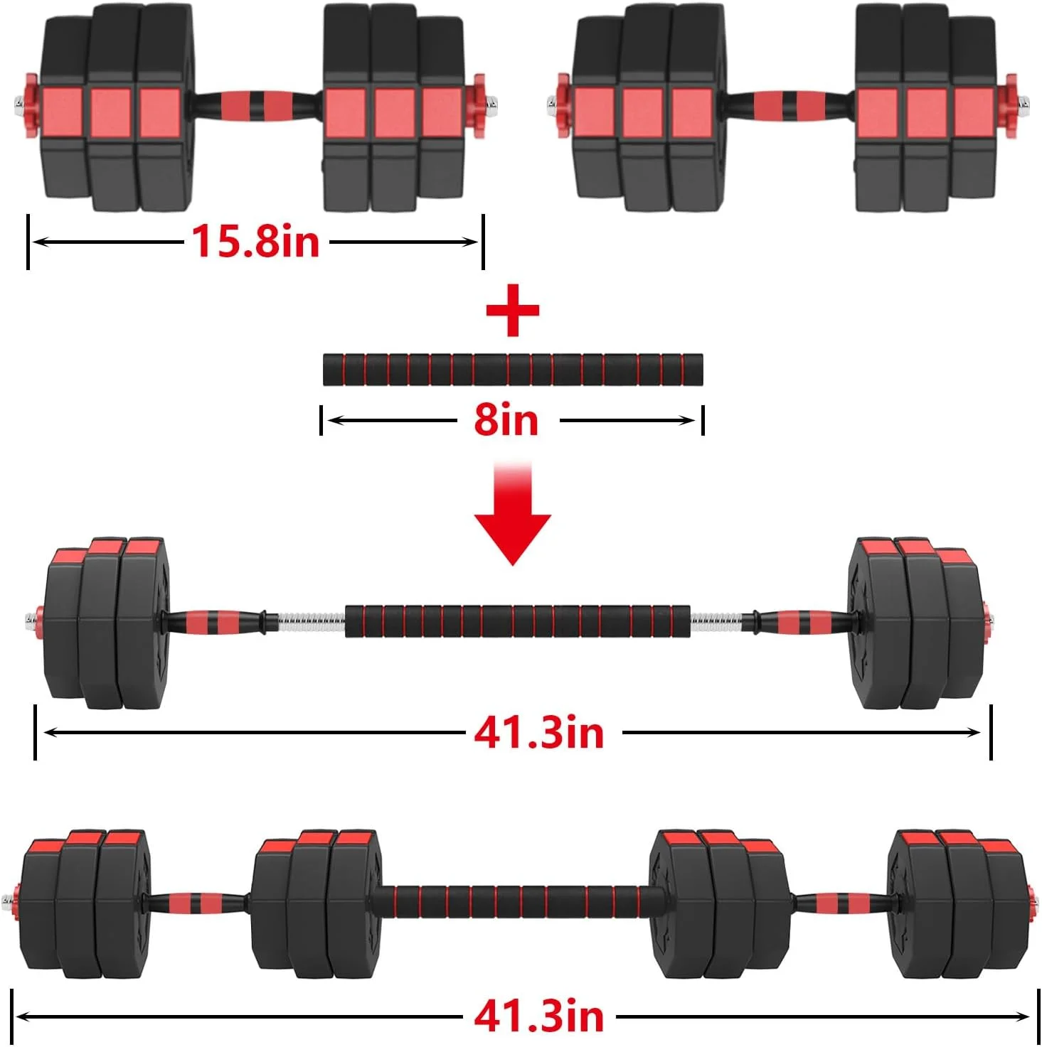 Soges Adjustable Weights Dumbbells Set,55LB/66LB Free Weight Dumbbells Set with Connector, 3 in 1 Adjustable Weights Set for Home Gym Use as Dumbbell Barbell, Blue - Womvr