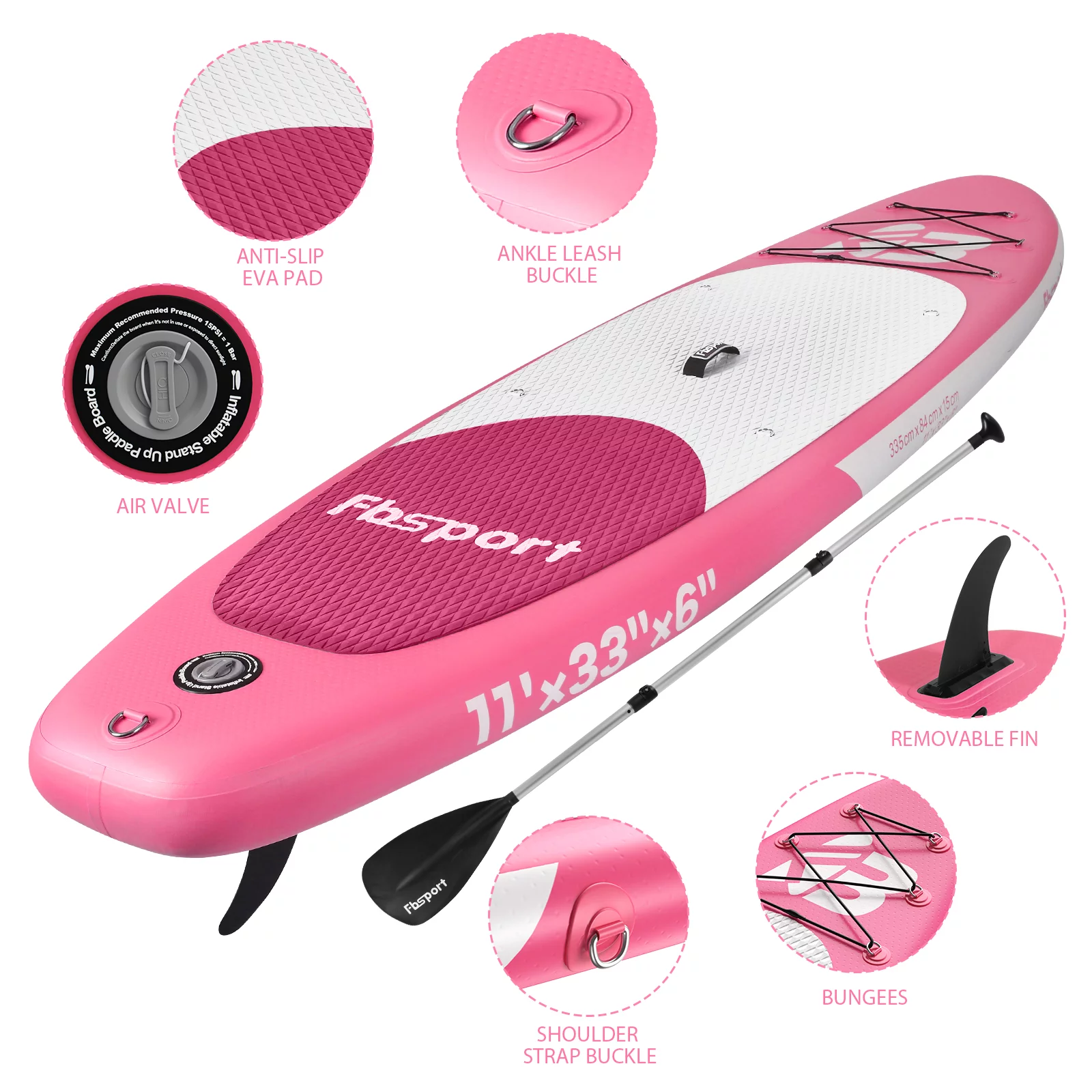 Fbsport Inflatable Elextric Paddle Board, Stand UP Paddleboard 11' Length with Electric Pump SUP Accessories - Womvr