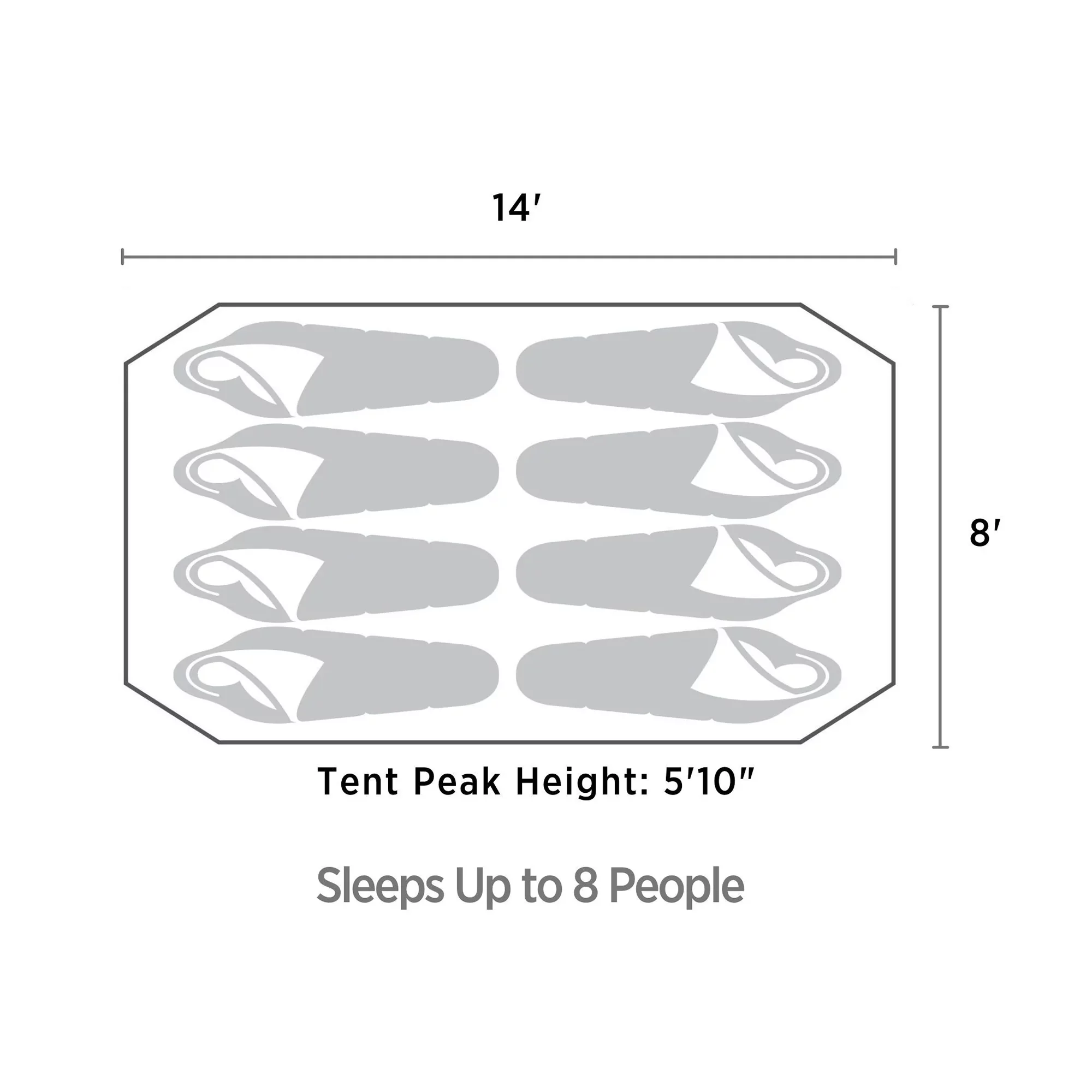 Outbound 8 Person 3 Season Easy Up Dome Tent with Room Divider & Rainfly - Womvr