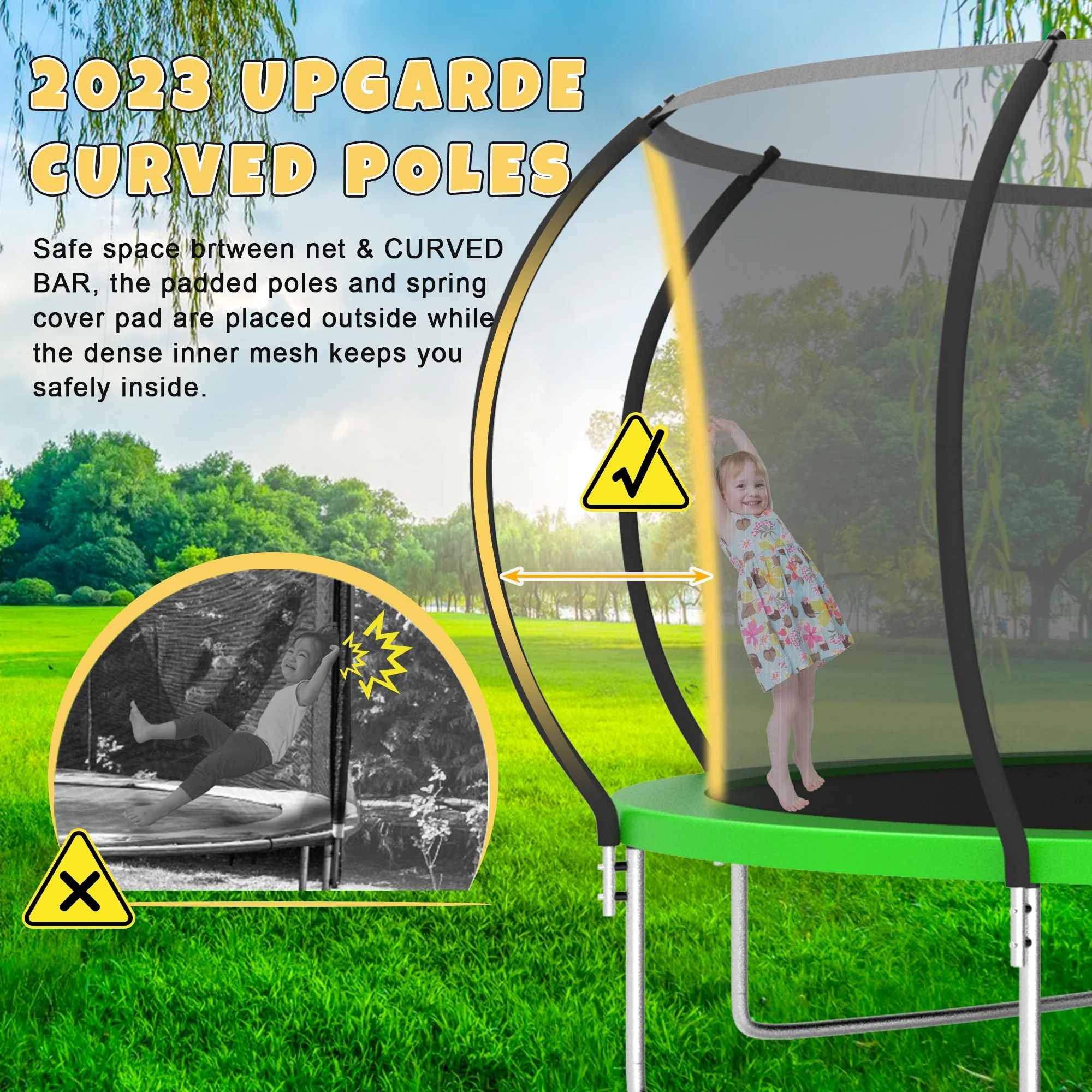 Elitezip Trampoline 12FT Trampoline for Kids and Adults, 1500LBS Heavy Duty Trampoline with Enclosure and Basketball Hoop, Outdoor Trampoline Easy Assembly - Womvr