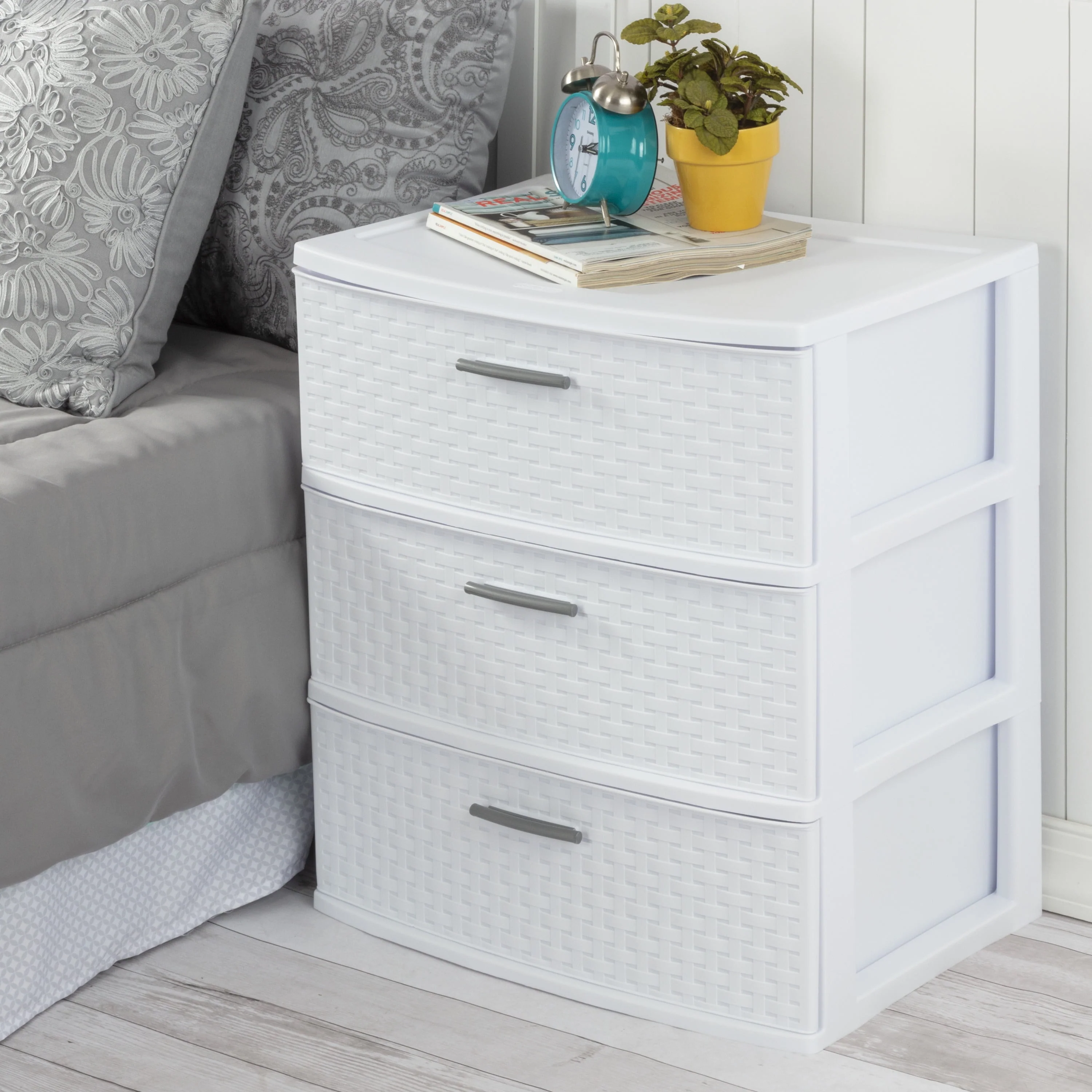 Sterilite 3 Drawer Wide Weave Tower White - Womvr