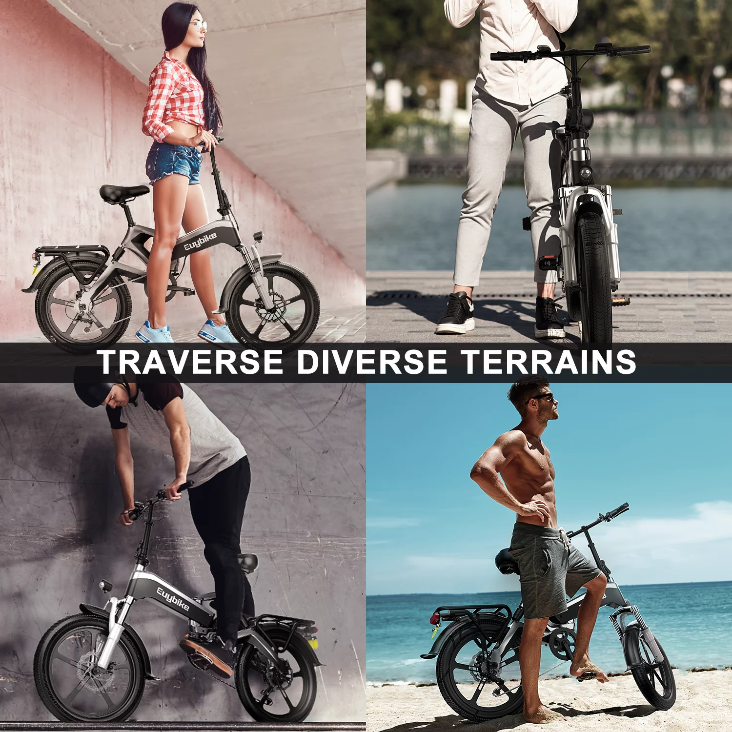 EUY Folding Electric Bike For Adults,500W 48V 12.8AH LG Cells Battery,20''Electric City Road Ebike,Black - Womvr