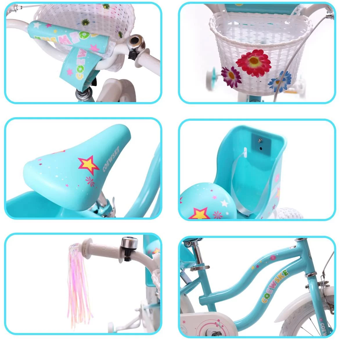 Coewske Princess Kids Bike 14 inch Boys Girls Bicycle with Training Wheels, Pink - Womvr