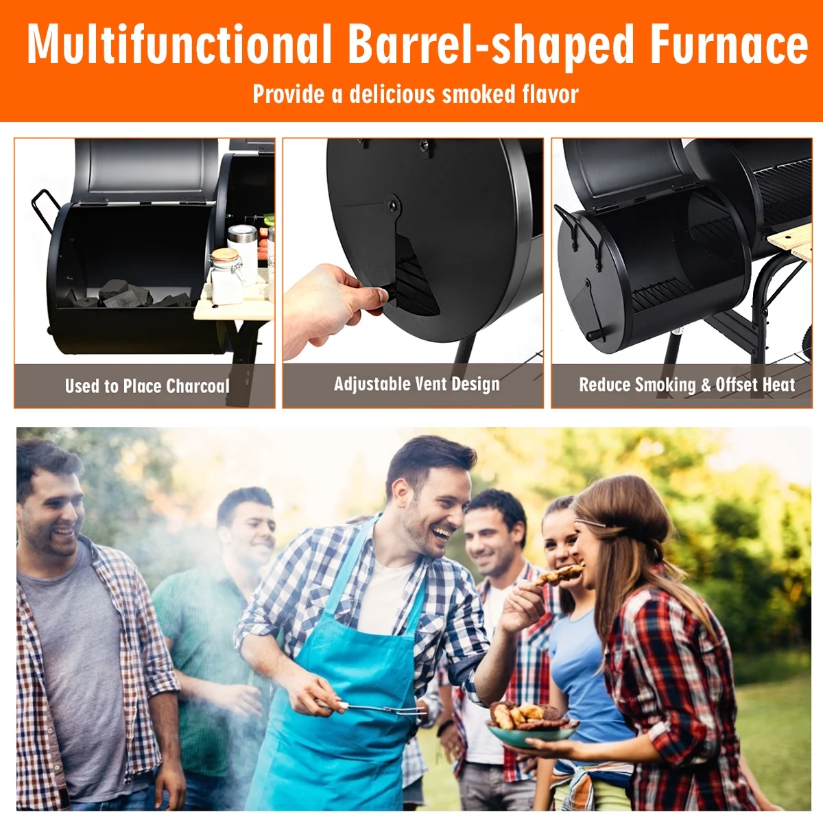 Costway Outdoor BBQ Grill Charcoal Barbecue Pit Patio Backyard Meat Cooker Smoker - Womvr