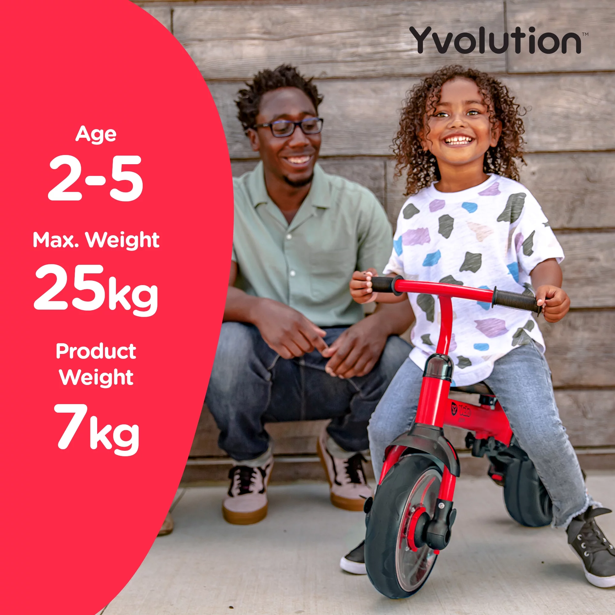 Yvolution Velo Flippa 4-in-1 Triicycle to Balance Bike 2-5 Years (Red) Unisex - Womvr