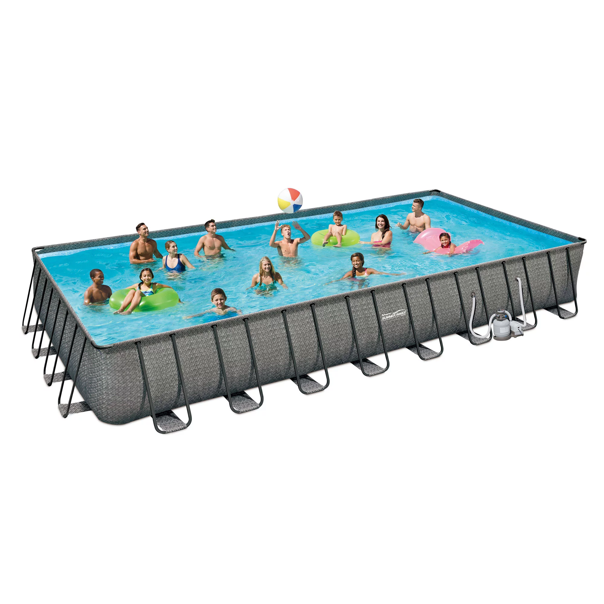 Summer Waves 24 x 12 x 4.5' Rectangle Above Ground Frame Swimming Pool Set - Womvr