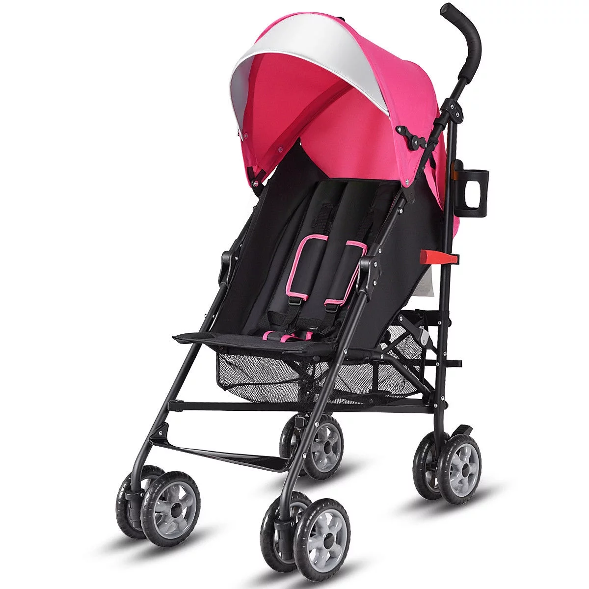 Costway Folding Lightweight Baby Toddler Umbrella Travel Stroller with Storage Basket Black - Womvr